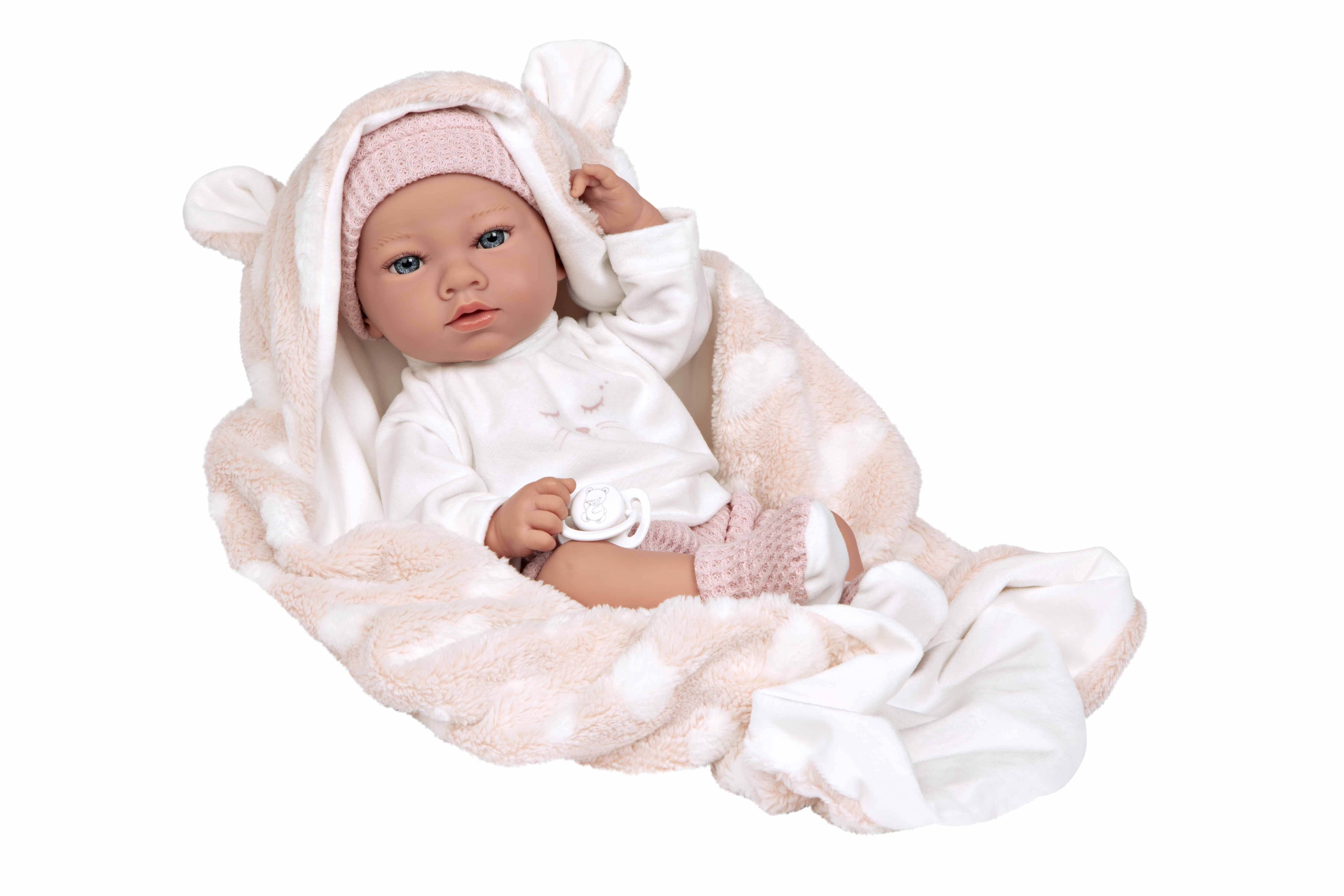 Muñeca Elegance 38 cm Aria Rosa con Manta - Muñeco de Peso - Arias 60833