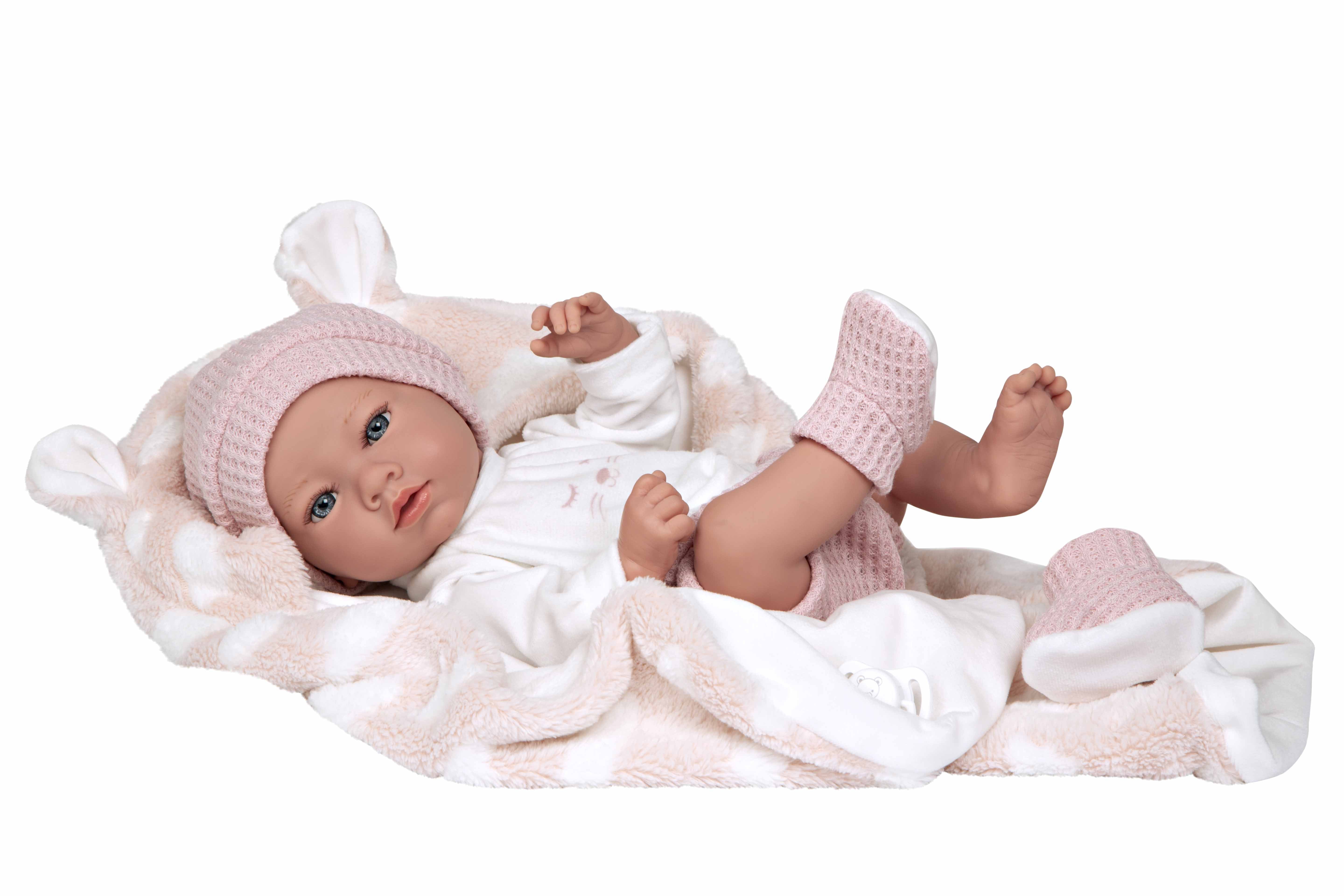 Muñeca Elegance 38 cm Aria Rosa con Manta - Muñeco de Peso - Arias 60833