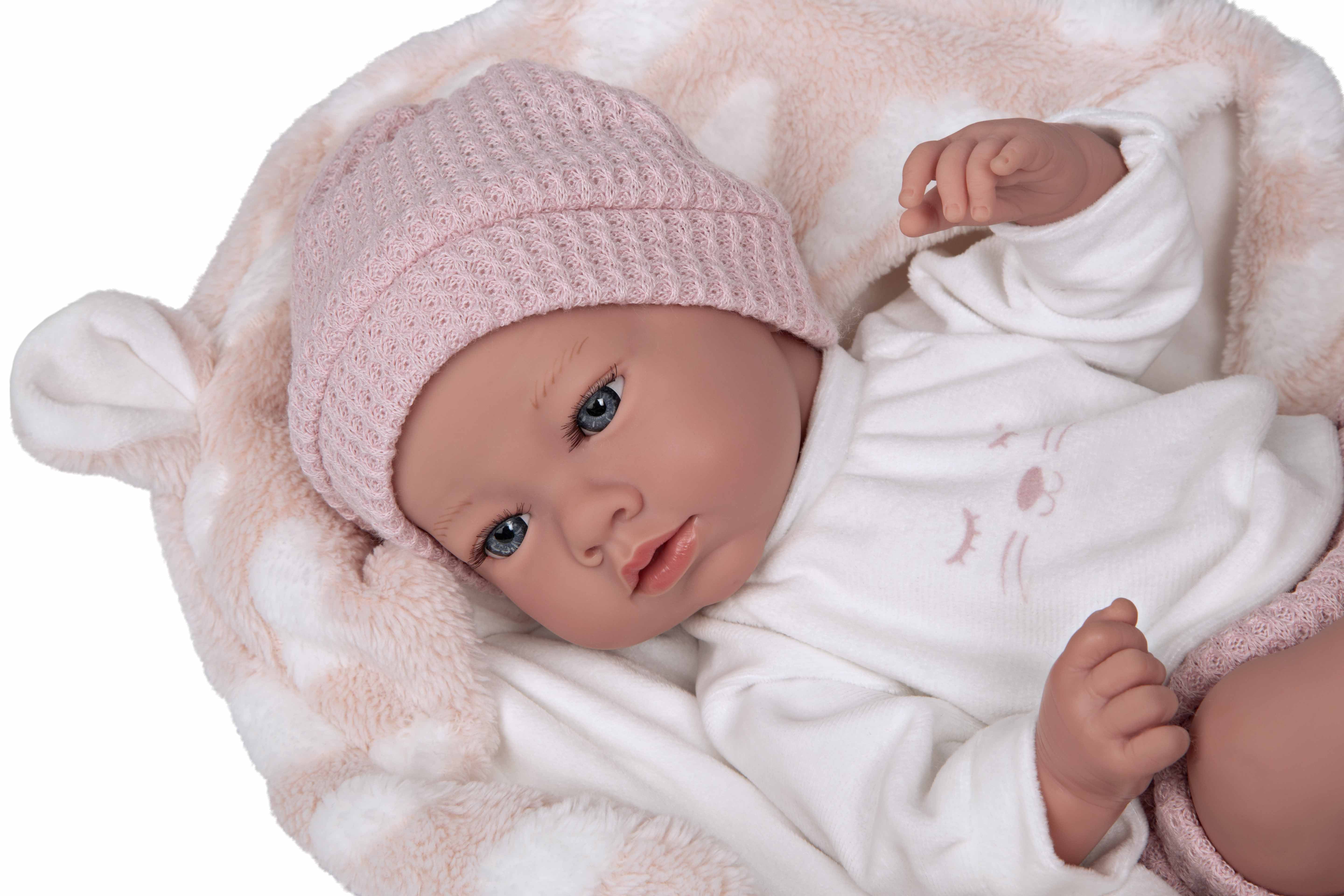 Muñeca Elegance 38 cm Aria Rosa con Manta - Muñeco de Peso - Arias 60833