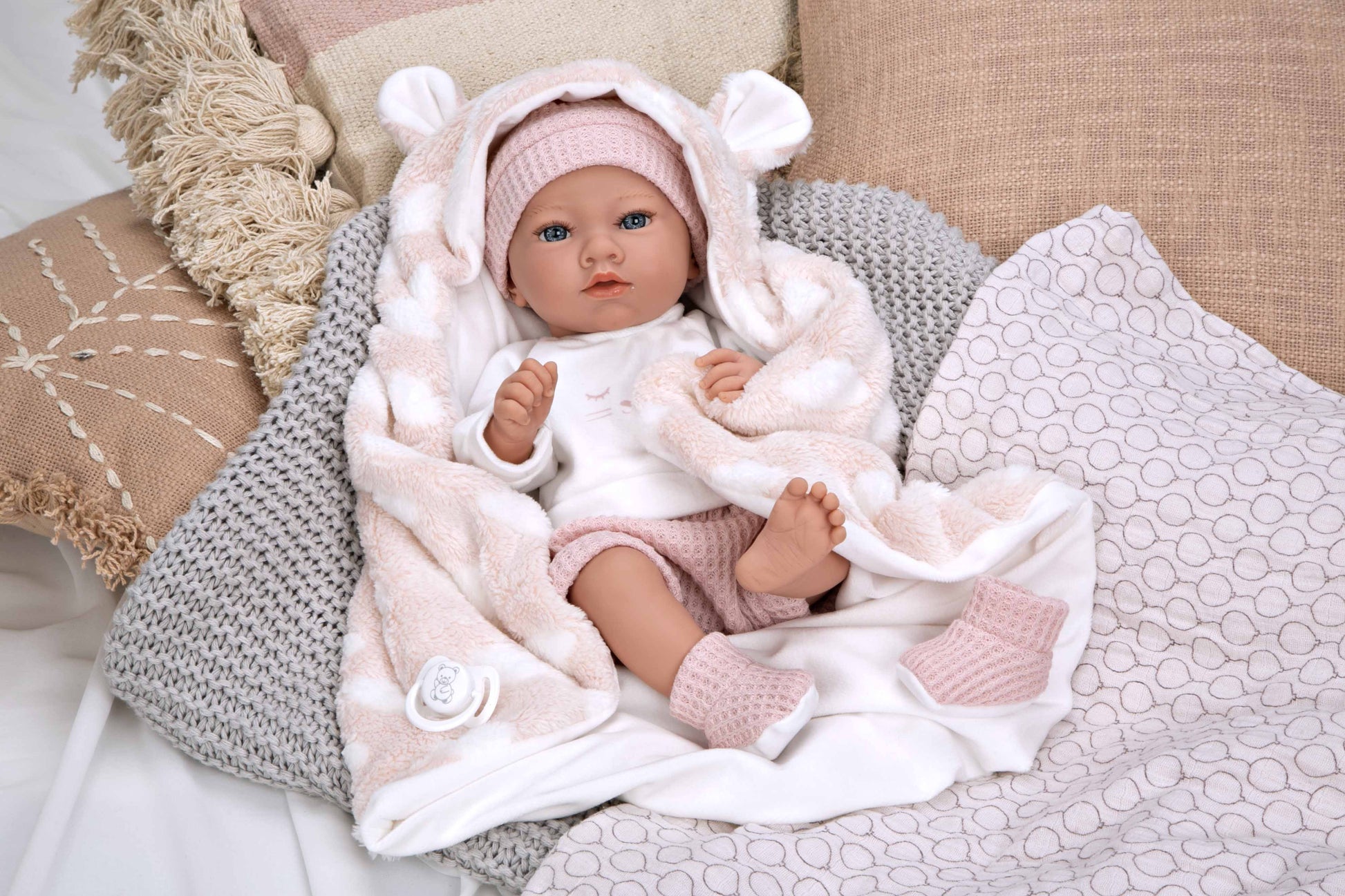 Muñeca Elegance 38 cm Aria Rosa con Manta - Muñeco de Peso - Arias 60833