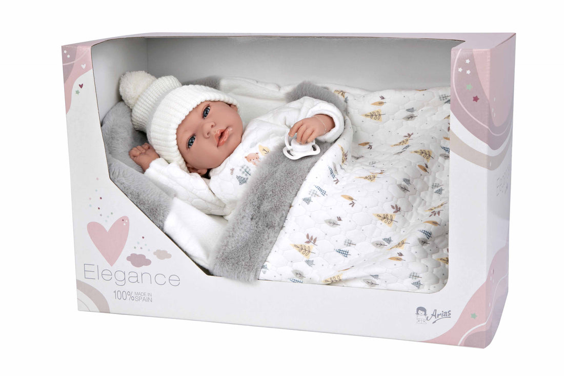 Muñeca Elegance 40 cm Andie Gris con Saquito - Muñeco de Peso - Arias 60822