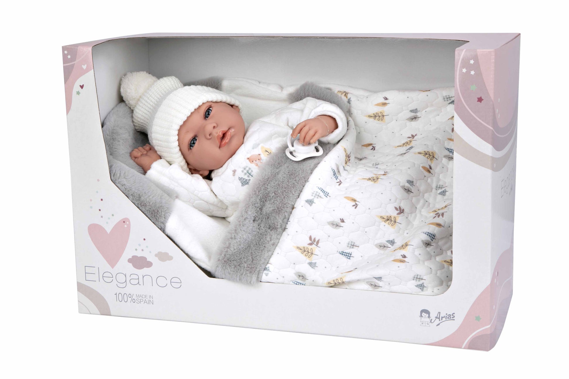 Muñeca Elegance 40 cm Andie Gris con Saquito - Muñeco de Peso - Arias 60822
