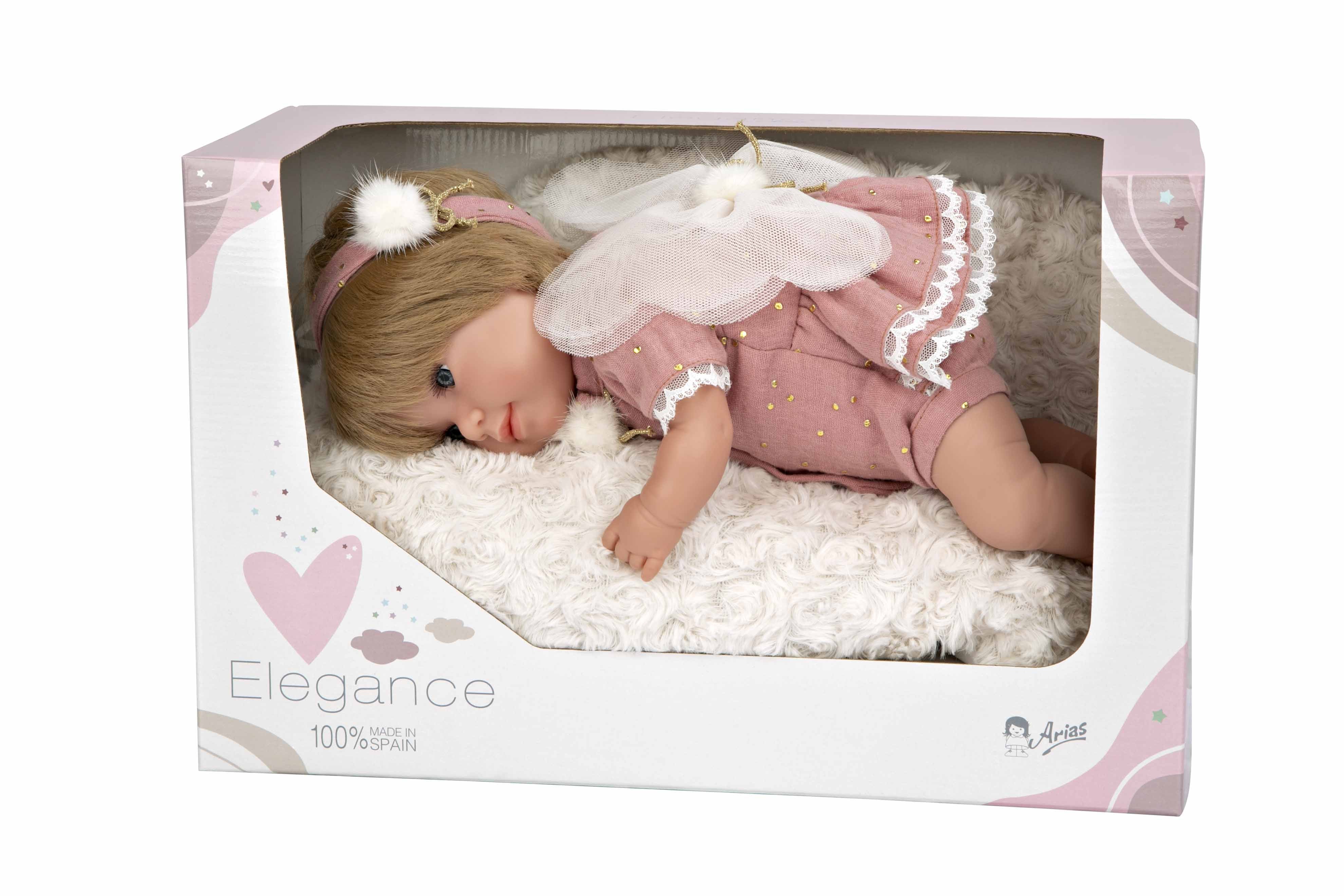 Muñeca Elegance 35 cm Sora Mariposa con Manta y con Pelo - Arias 60820