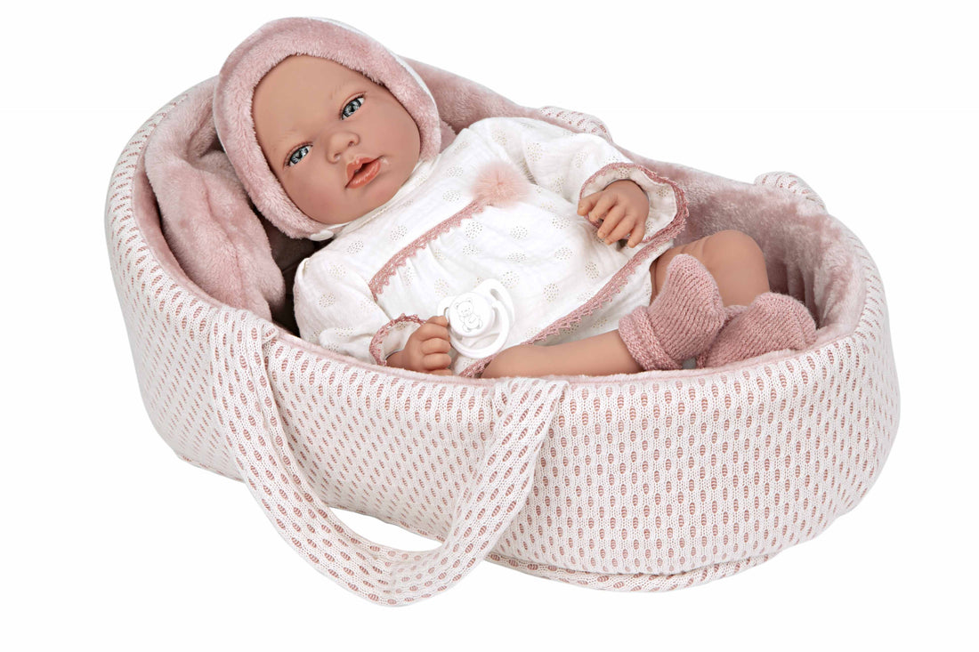 Muñeca Elegance 40 cm Andie Rosa con Capazo y Mecanismo de Lloro Try me - Arias 60812
