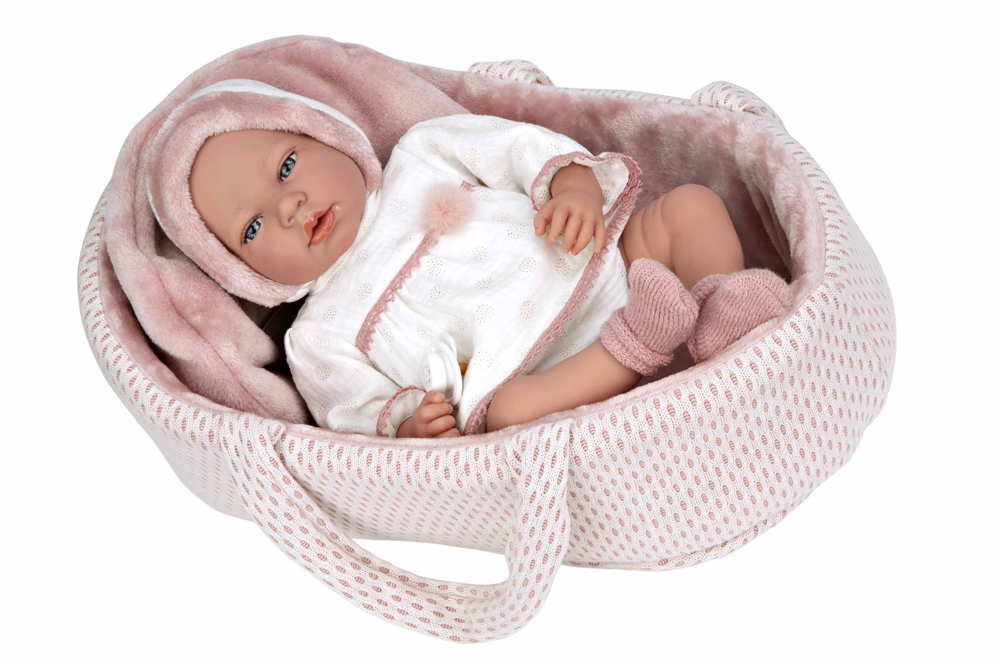 Muñeca Elegance 40 cm Andie Rosa con Capazo y Mecanismo de Lloro Try me - Arias 60812