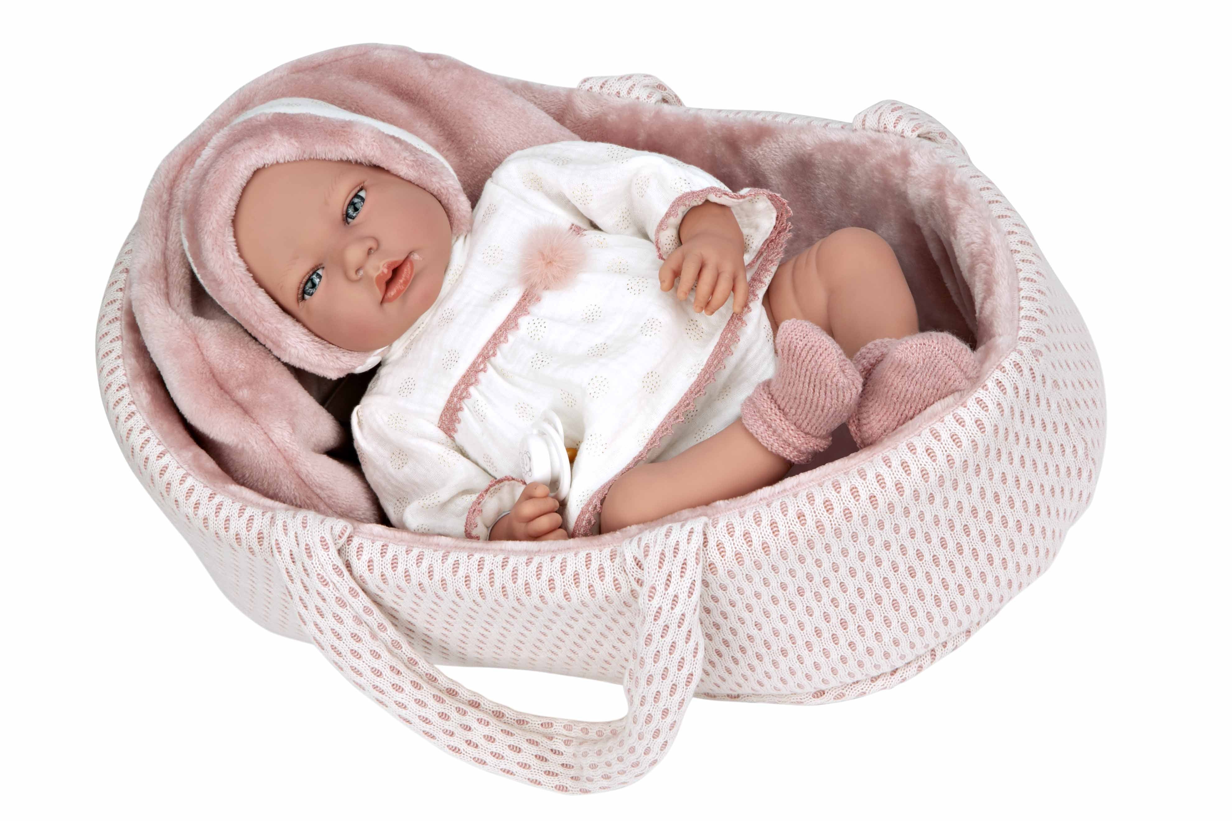 Muñeca Elegance 40 cm Andie Rosa con Capazo y Mecanismo de Lloro Try me - Arias 60812