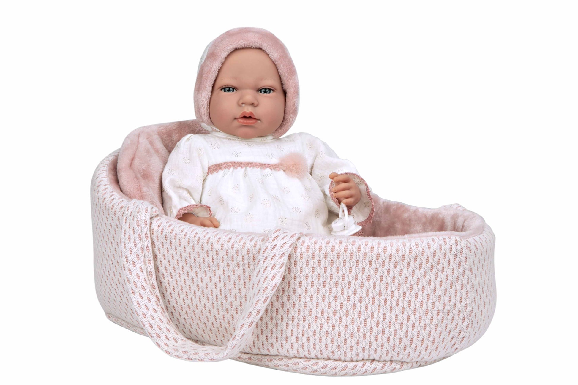 Muñeca Elegance 40 cm Andie Rosa con Capazo y Mecanismo de Lloro Try me - Arias 60812