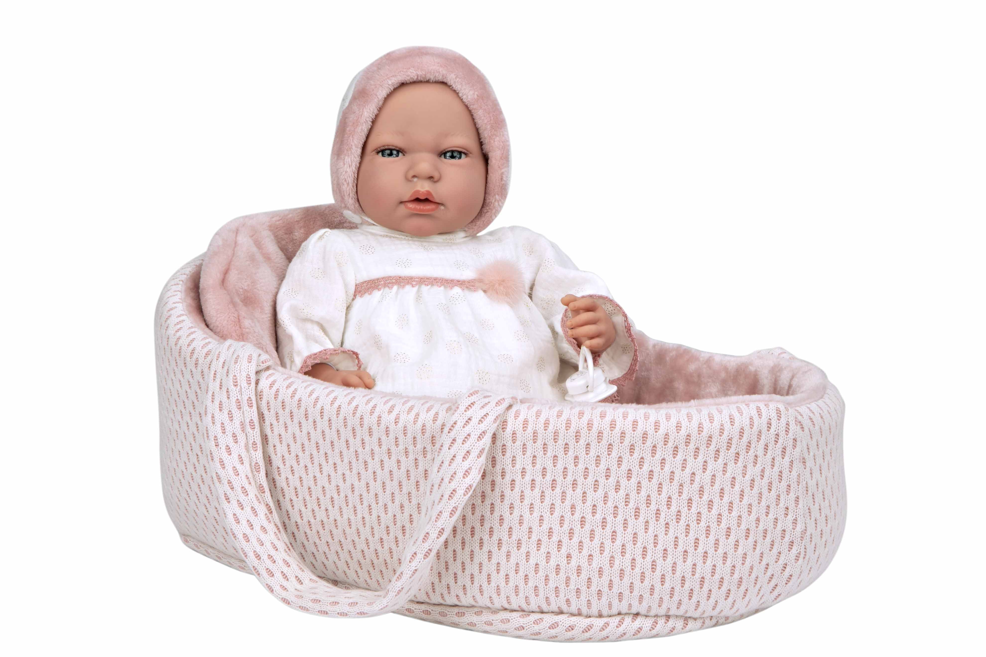 Muñeca Elegance 40 cm Andie Rosa con Capazo y Mecanismo de Lloro Try me - Arias 60812