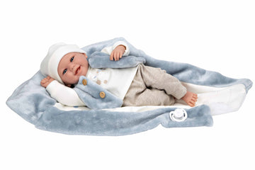 Muñeco Elegance 40 cm Colin Azul con Manta - Muñeco de Peso - Arias 60810