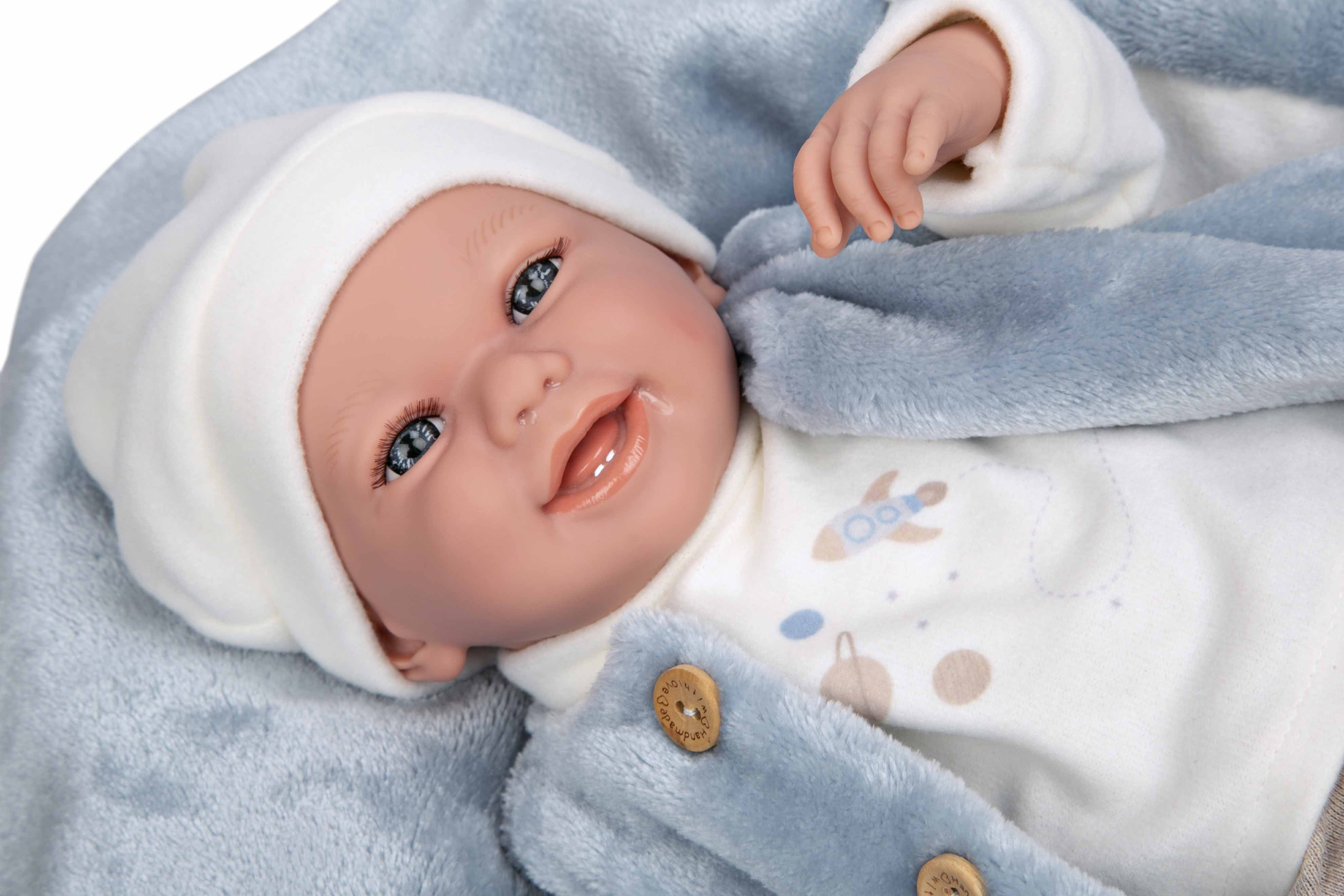 Muñeco Elegance 40 cm Colin Azul con Manta - Muñeco de Peso - Arias 60810