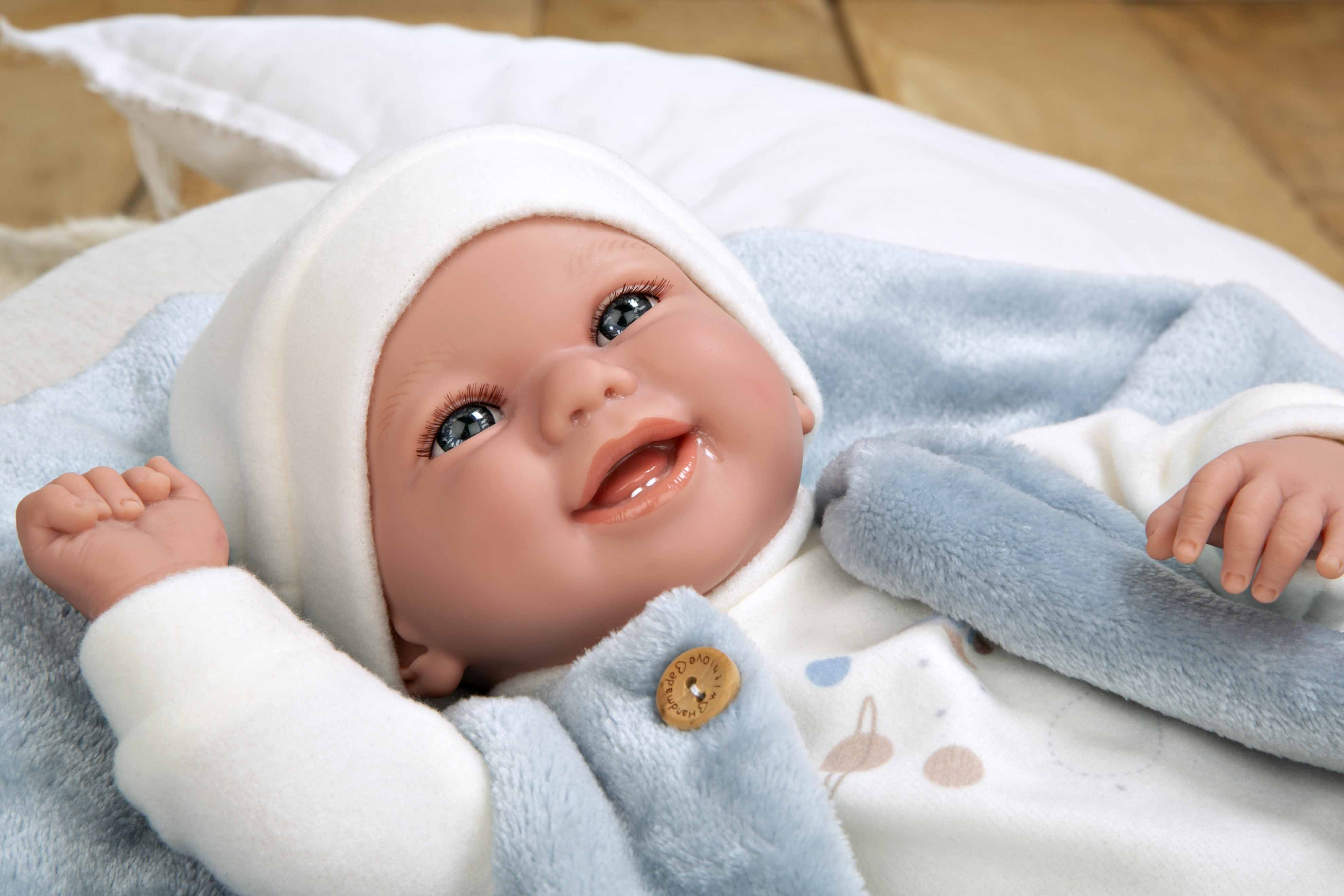 Muñeco Elegance 40 cm Colin Azul con Manta - Muñeco de Peso - Arias 60810