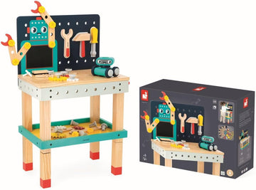 Juego de Bricolaje Infantil - Banco de Trabajo Robot Brico Kids - Herramientas y Accesorios - Janod 06457