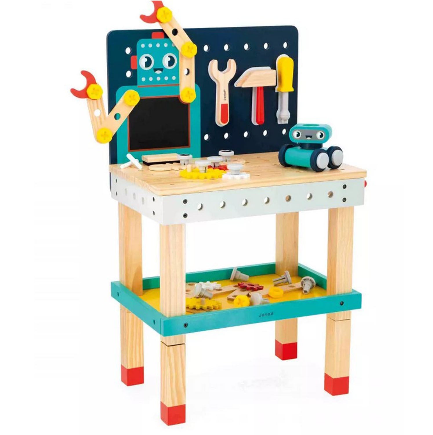 Juego de Bricolaje Infantil - Banco de Trabajo Robot Brico Kids - Herramientas y Accesorios - Janod 06457
