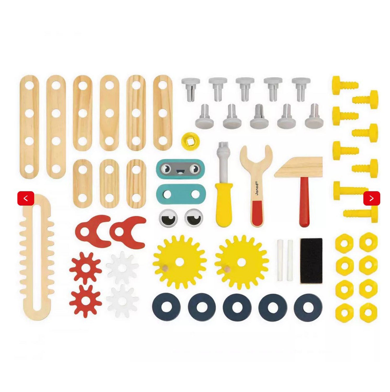 Juego de Bricolaje Infantil - Banco de Trabajo Robot Brico Kids - Herramientas y Accesorios - Janod 06457
