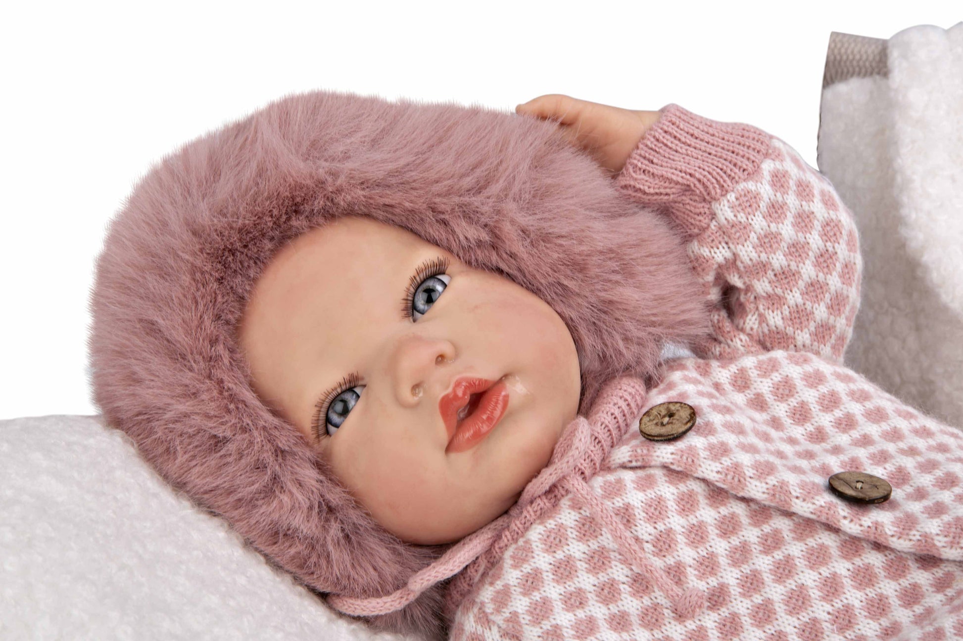 Muñeca Reborn 40 cm Manuela Rosa con Bolso y Cojín - Arias 98168