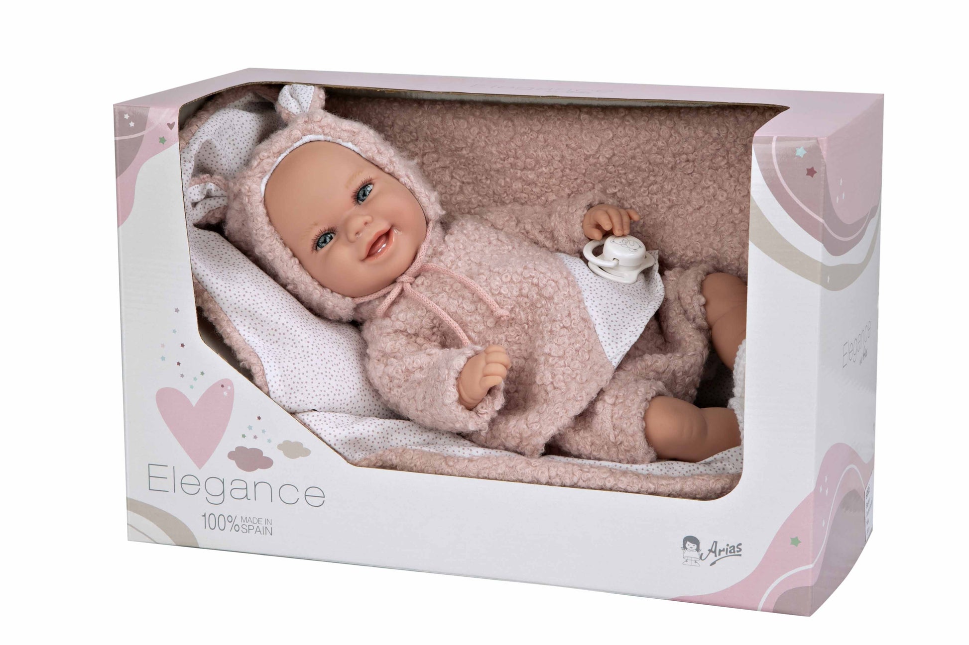 Muñeca Elegance 35 cm Babyto Rosa con Manta - Muñeco de Peso - Arias 60827