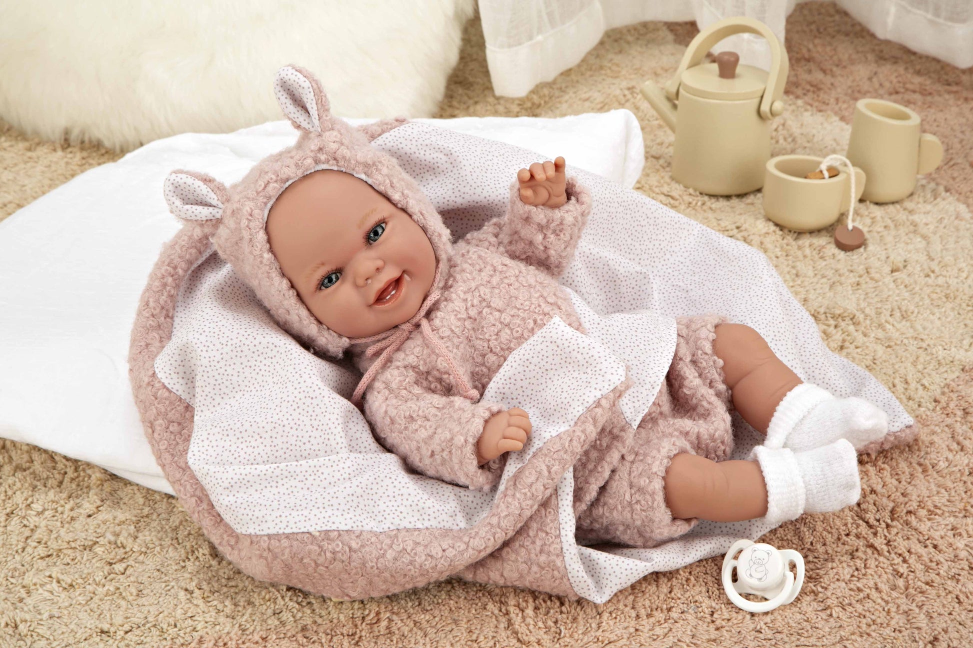 Muñeca Elegance 35 cm Babyto Rosa con Manta - Muñeco de Peso - Arias 60827