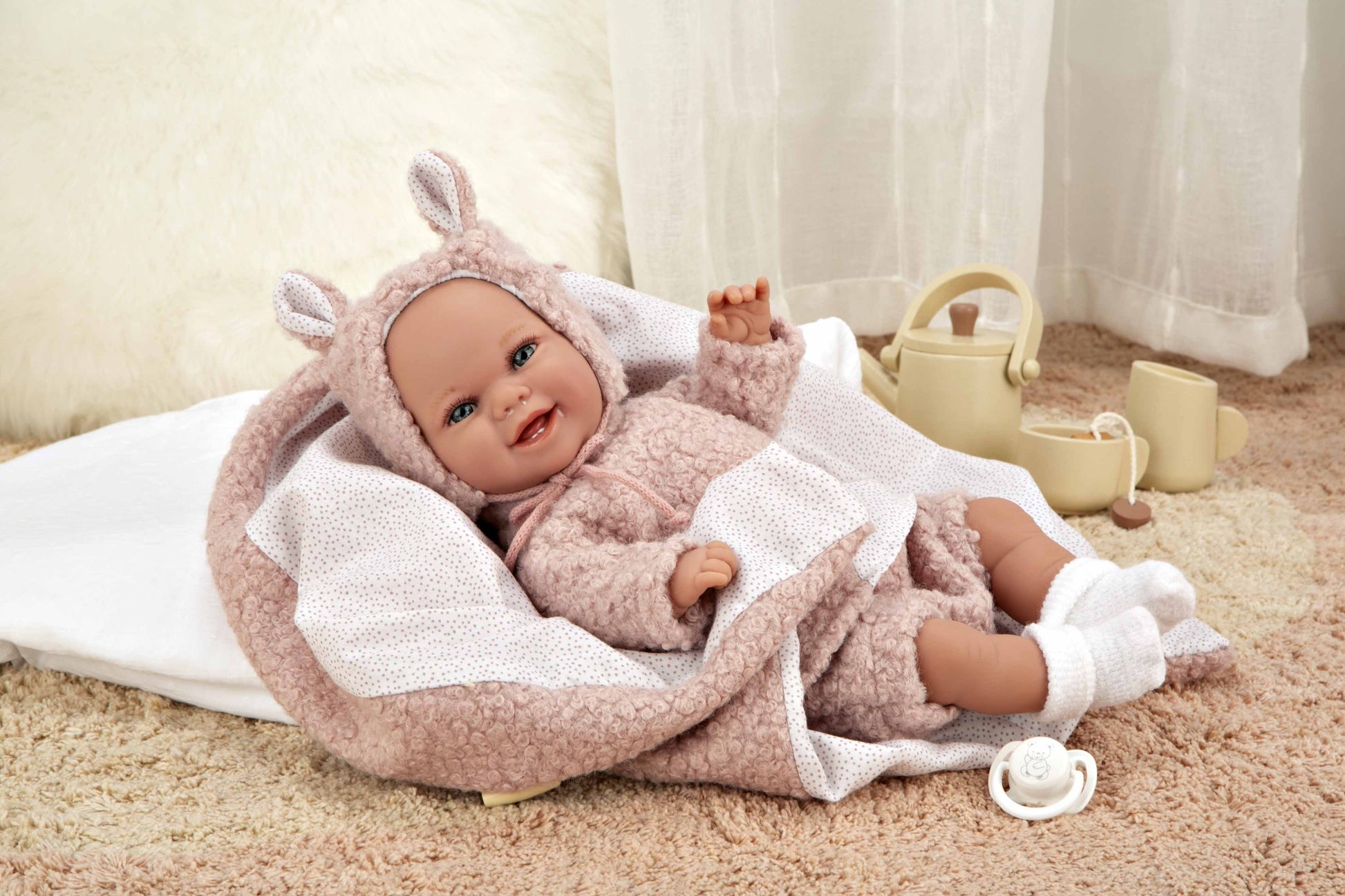 Muñeca Elegance 35 cm Babyto Rosa con Manta - Muñeco de Peso - Arias 60827