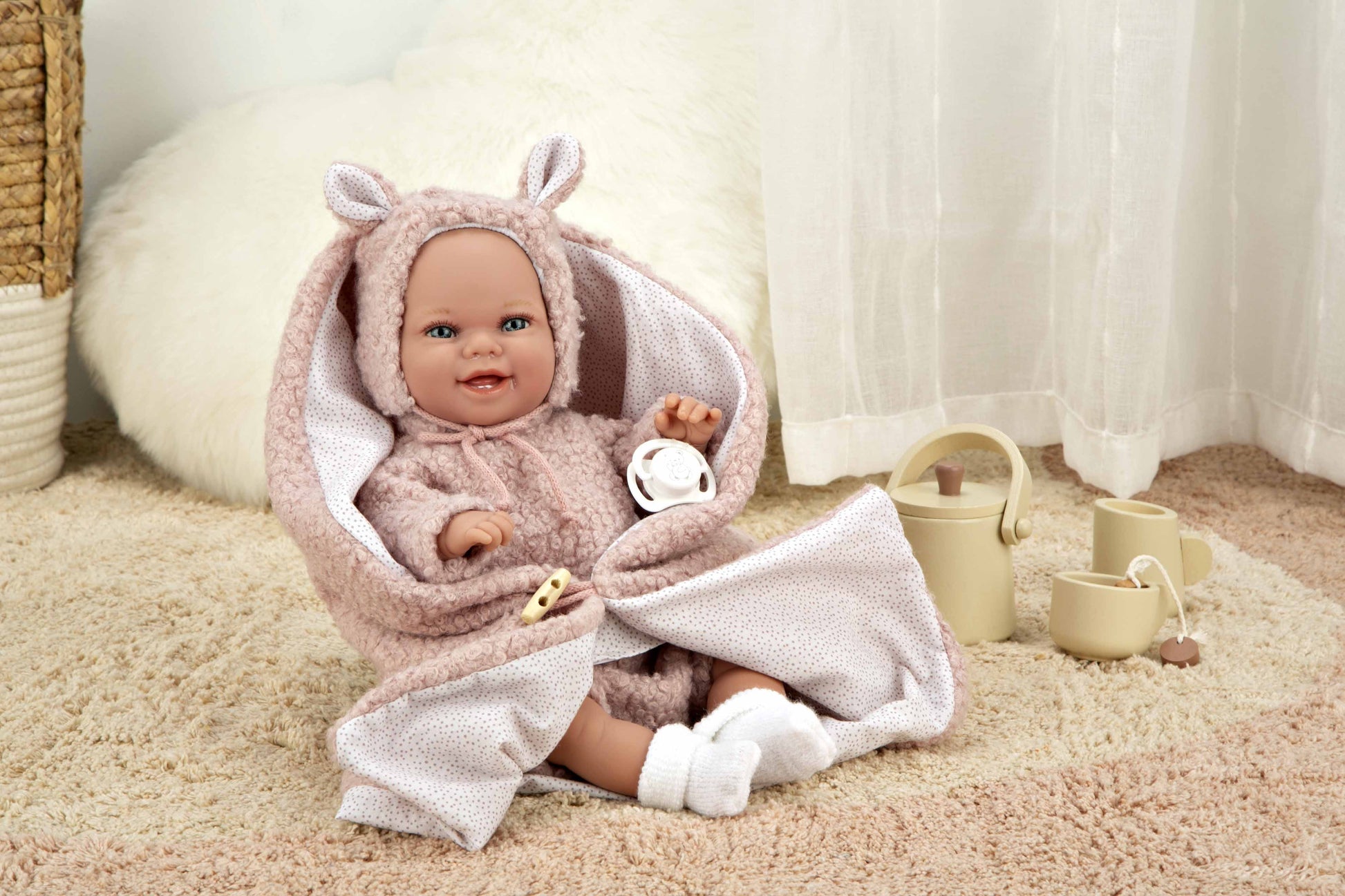 Muñeca Elegance 35 cm Babyto Rosa con Manta - Muñeco de Peso - Arias 60827