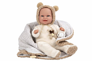 Muñeca Elegance 35 cm Babyto Marron con Manta - Muñeco de Peso - Arias 60828