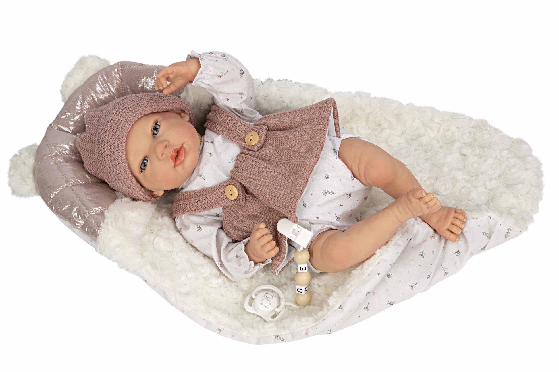Muñeca Reborn 40 cm Sandra Rosa con Manta - Arias 98160