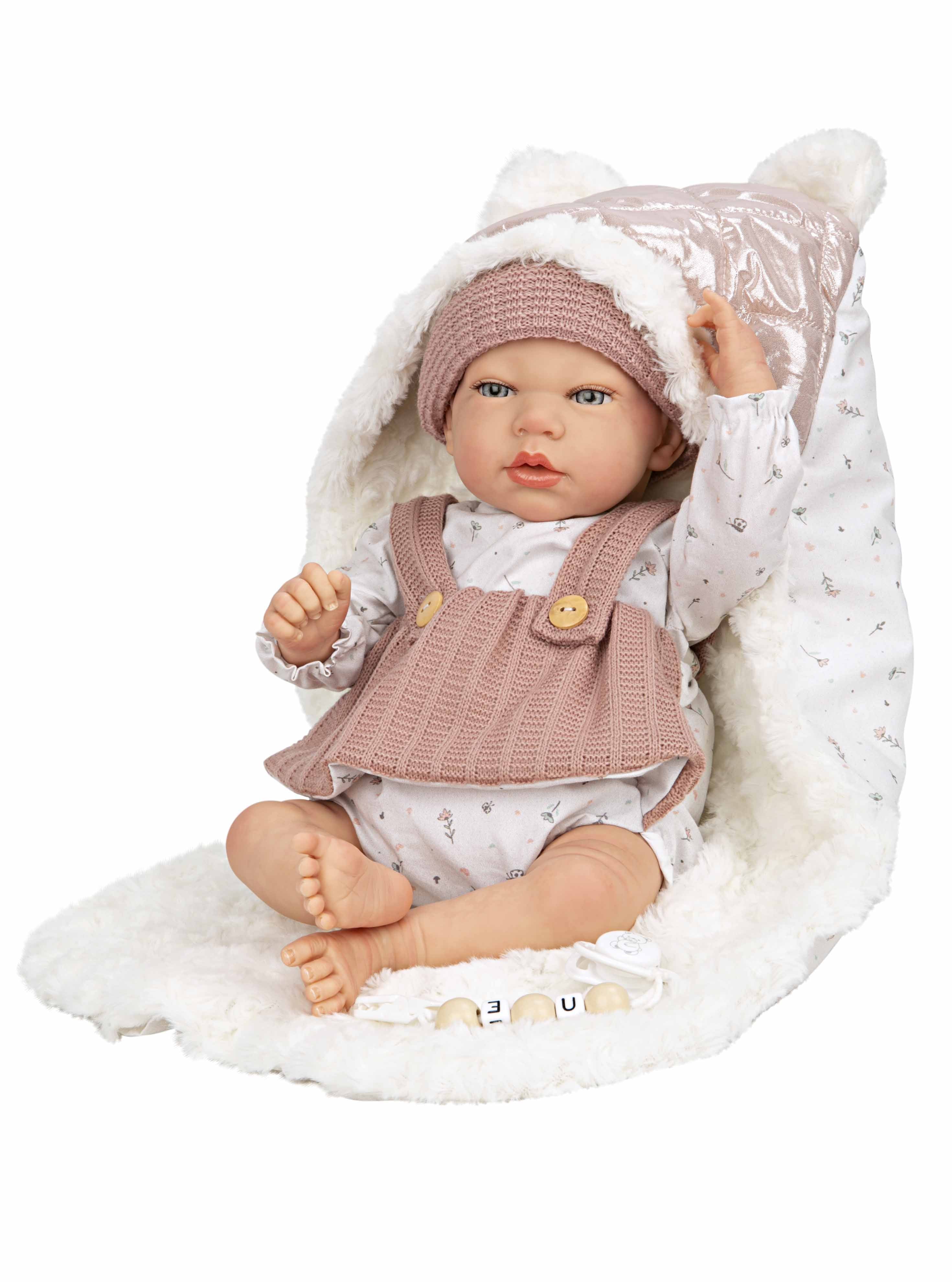 Muñeca Reborn 40 cm Sandra Rosa con Manta - Arias 98160