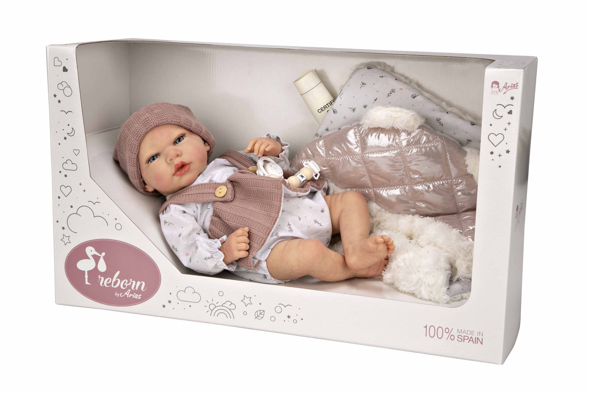 Muñeca Reborn 40 cm Sandra Rosa con Manta - Arias 98160
