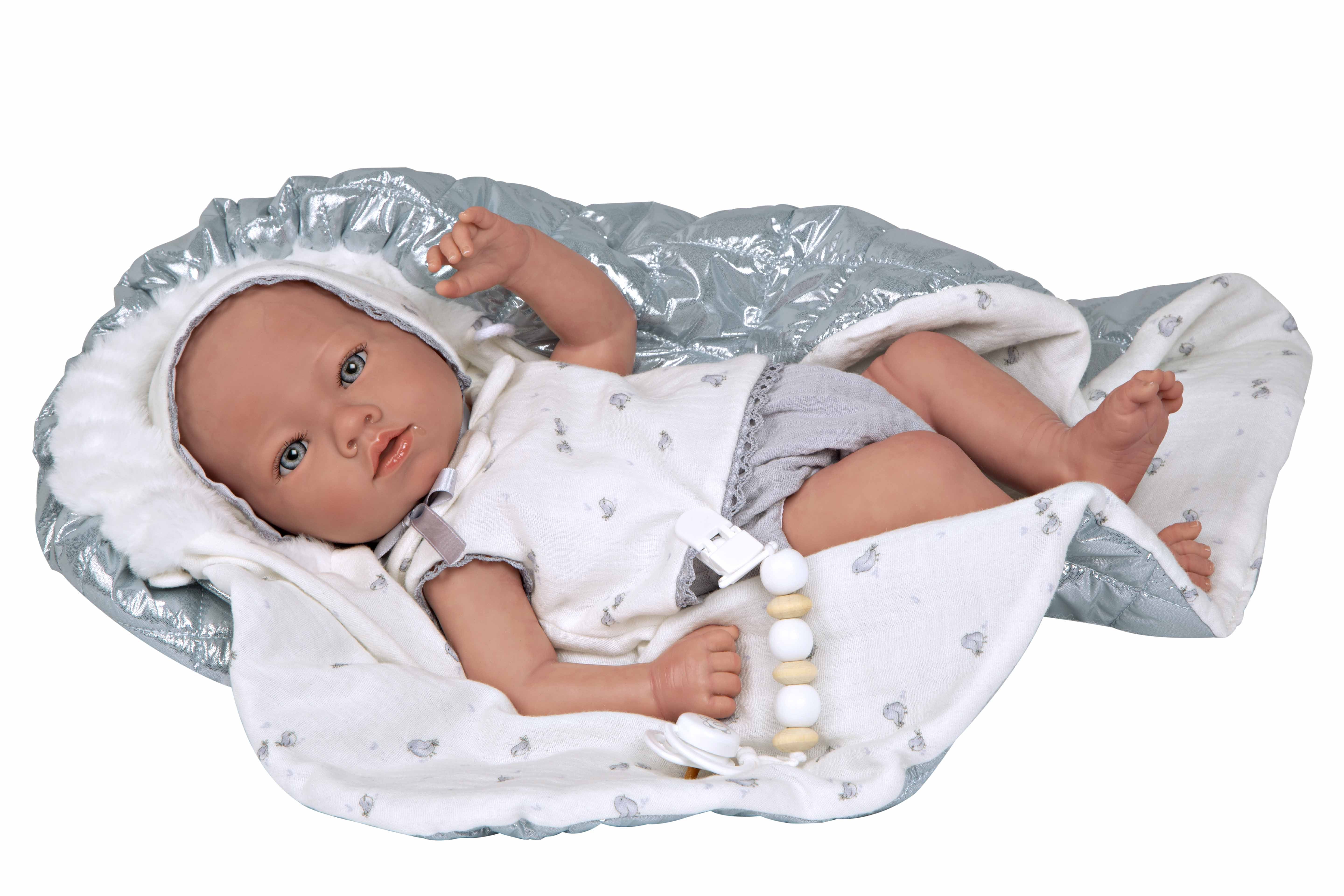 Muñeca Reborn 38 cm Borja Gris con Manta - Arias 98172