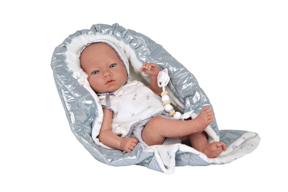 Muñeca Reborn 38 cm Borja Gris con Manta - Arias 98172