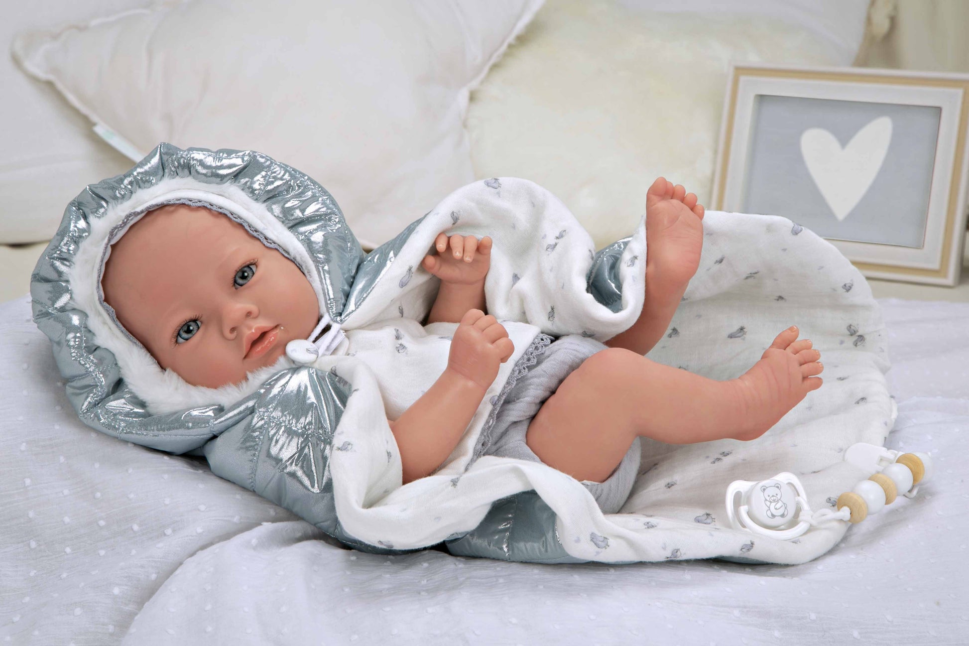 Muñeca Reborn 38 cm Borja Gris con Manta - Arias 98172