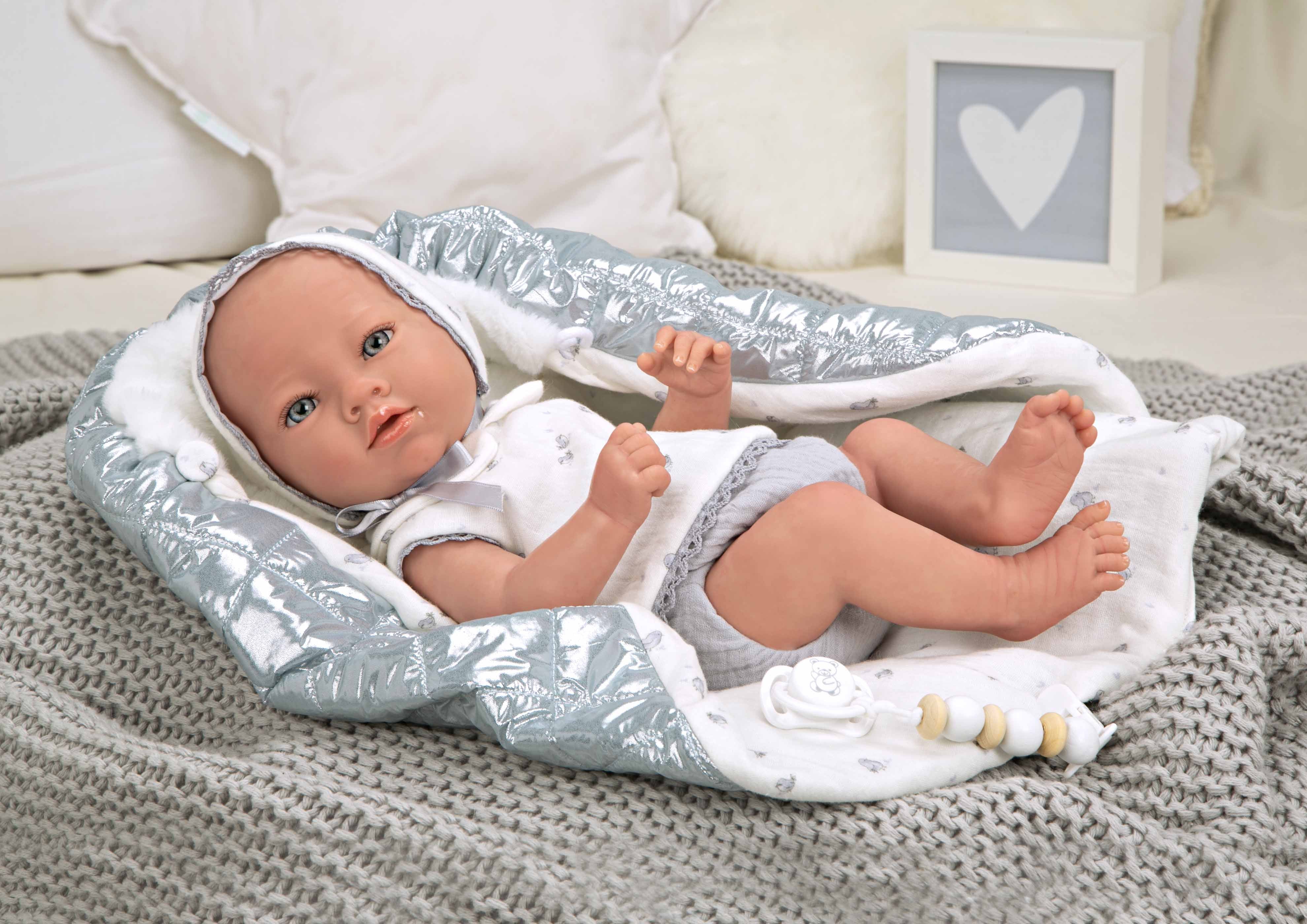 Muñeca Reborn 38 cm Borja Gris con Manta - Arias 98172