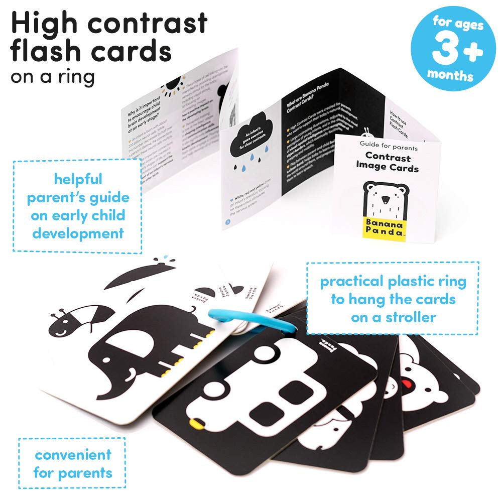 Tarjetas de Contraste para Bebés + 3 meses - Desarrollo Visual - Banana panda