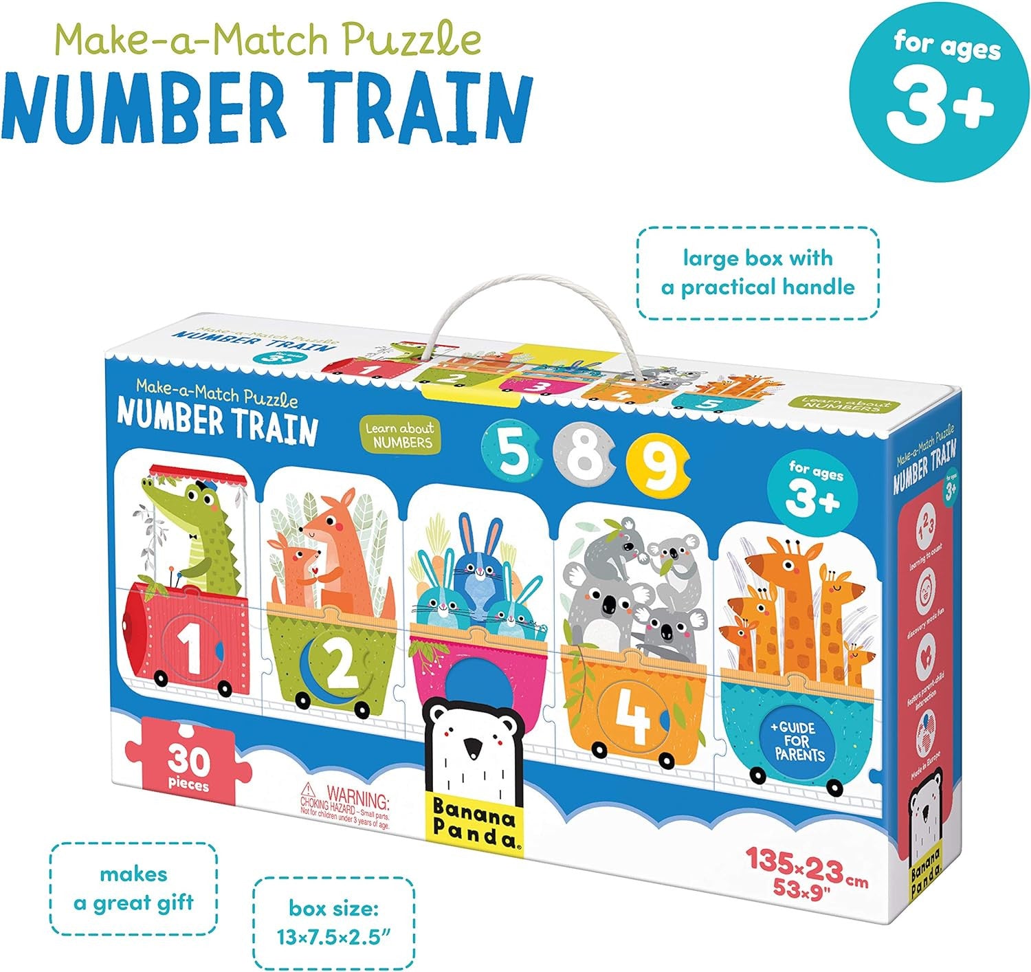 Puzzle el Tren de los Números - Asociación Cantidad con Números - Banana Panda