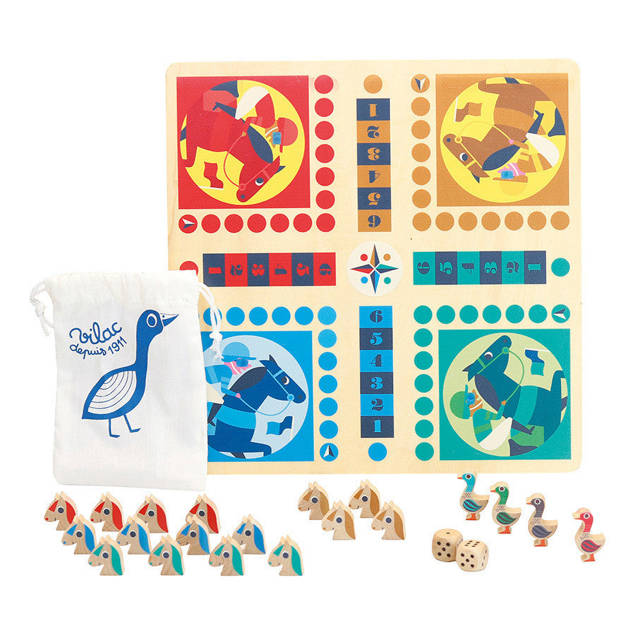 Juego de Mesa Infantil - Juego de la Oca y Parchis de los Caballitos - Vilac 7607