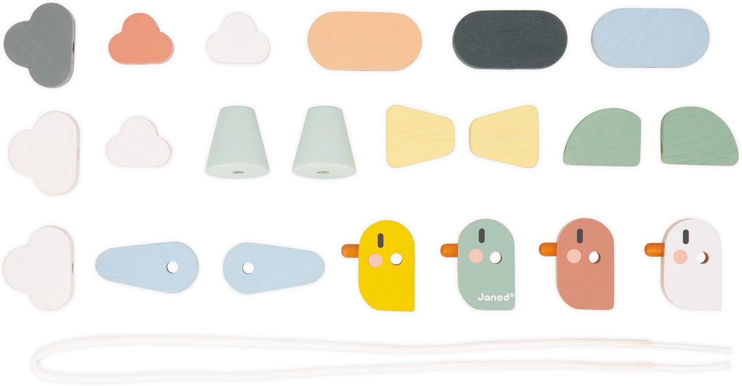 Juego de Manipulación y Encaje de Piezas - Sweet Cocoon Enhebrando Cuentas - Janod J04050