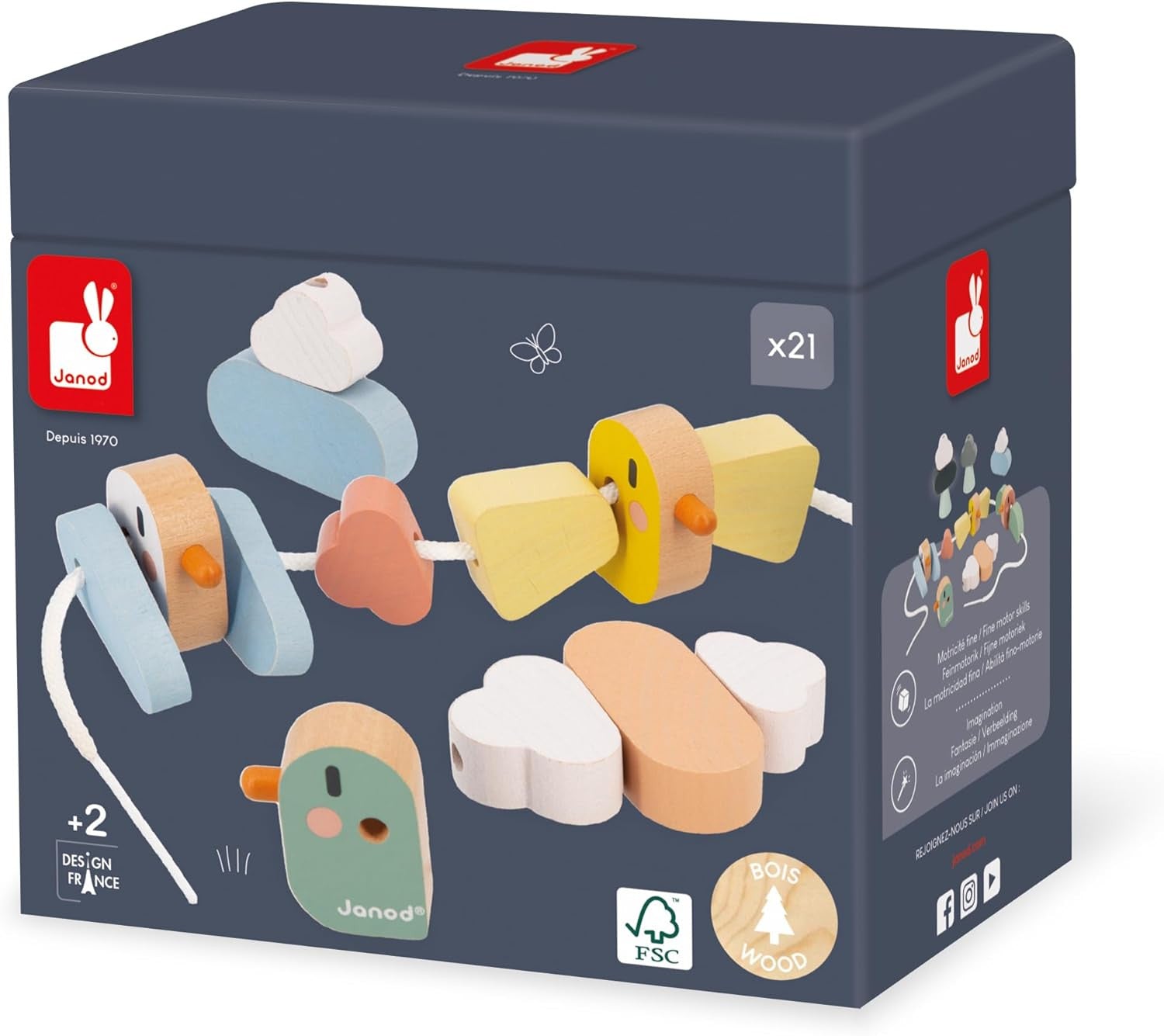 Juego de Manipulación y Encaje de Piezas - Sweet Cocoon Enhebrando Cuentas - Janod J04050