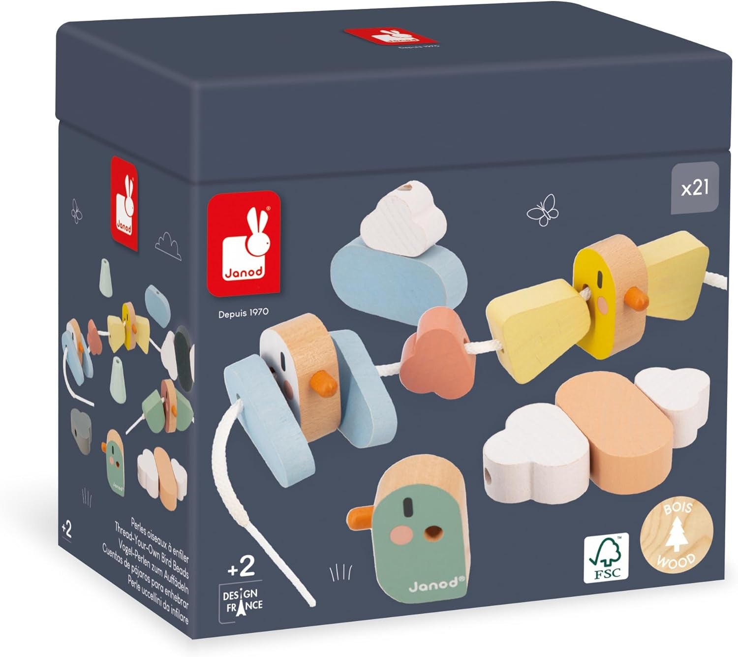 Juego de Manipulación y Encaje de Piezas - Sweet Cocoon Enhebrando Cuentas - Janod J04050