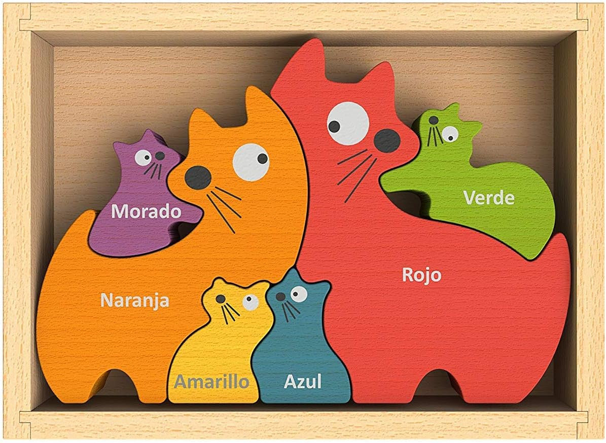 Rompecabezas Los Colores en Inglés Familia de Gatos - BeginAgain