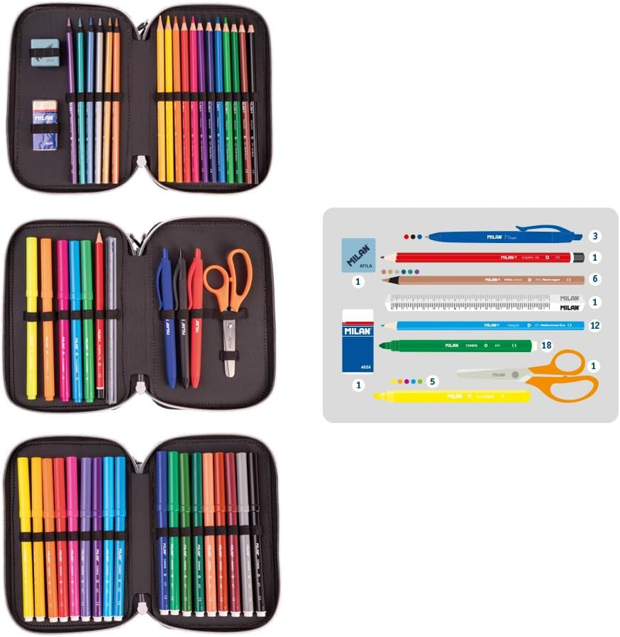 Estuche Milan 3 Pisos Serie Especial Aliens con material escolar - Milán