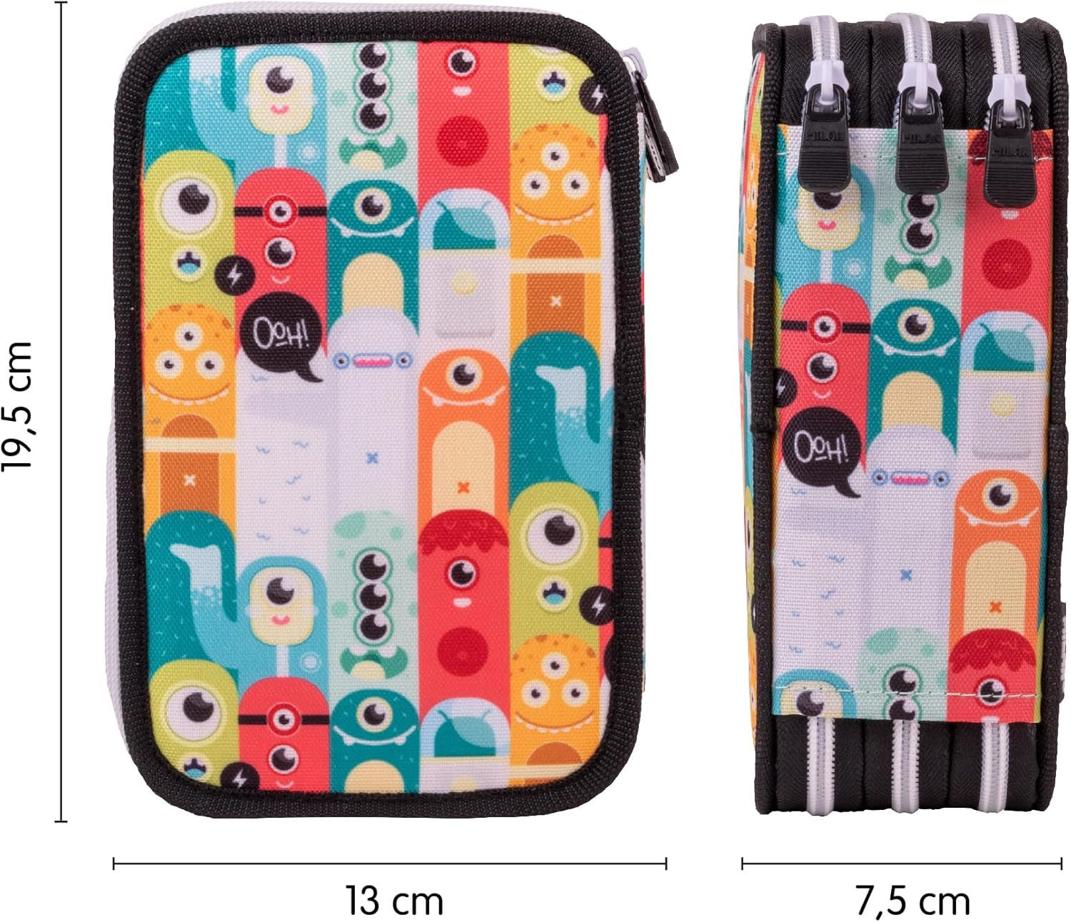 Estuche Milan 3 Pisos Serie Especial Aliens con material escolar - Milán