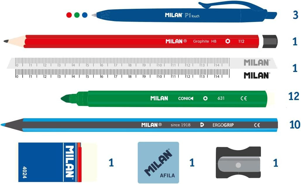 Estuche con 4 Portatodos con material escolar serie Vikingos - Milán