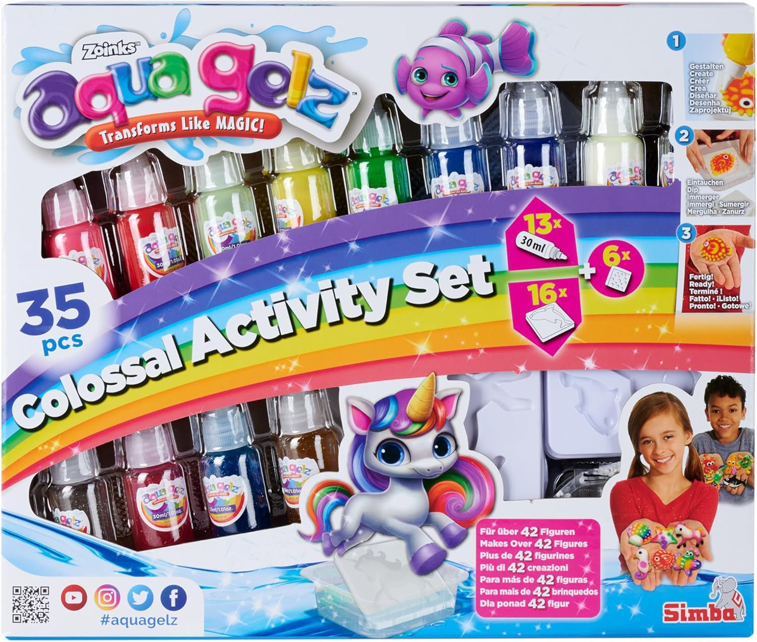 Aqua gelz mega set, crea impresionantes figuras en 3d, 35 pcs- simba 106322566