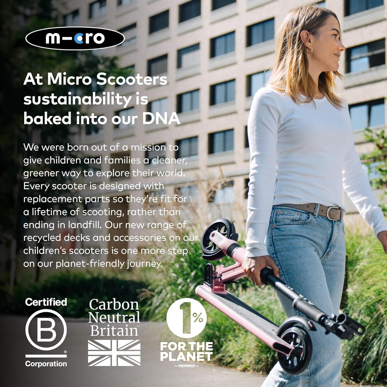 Patinete Sprite Rosa Suspensión Delantera - Plegable - Rosa