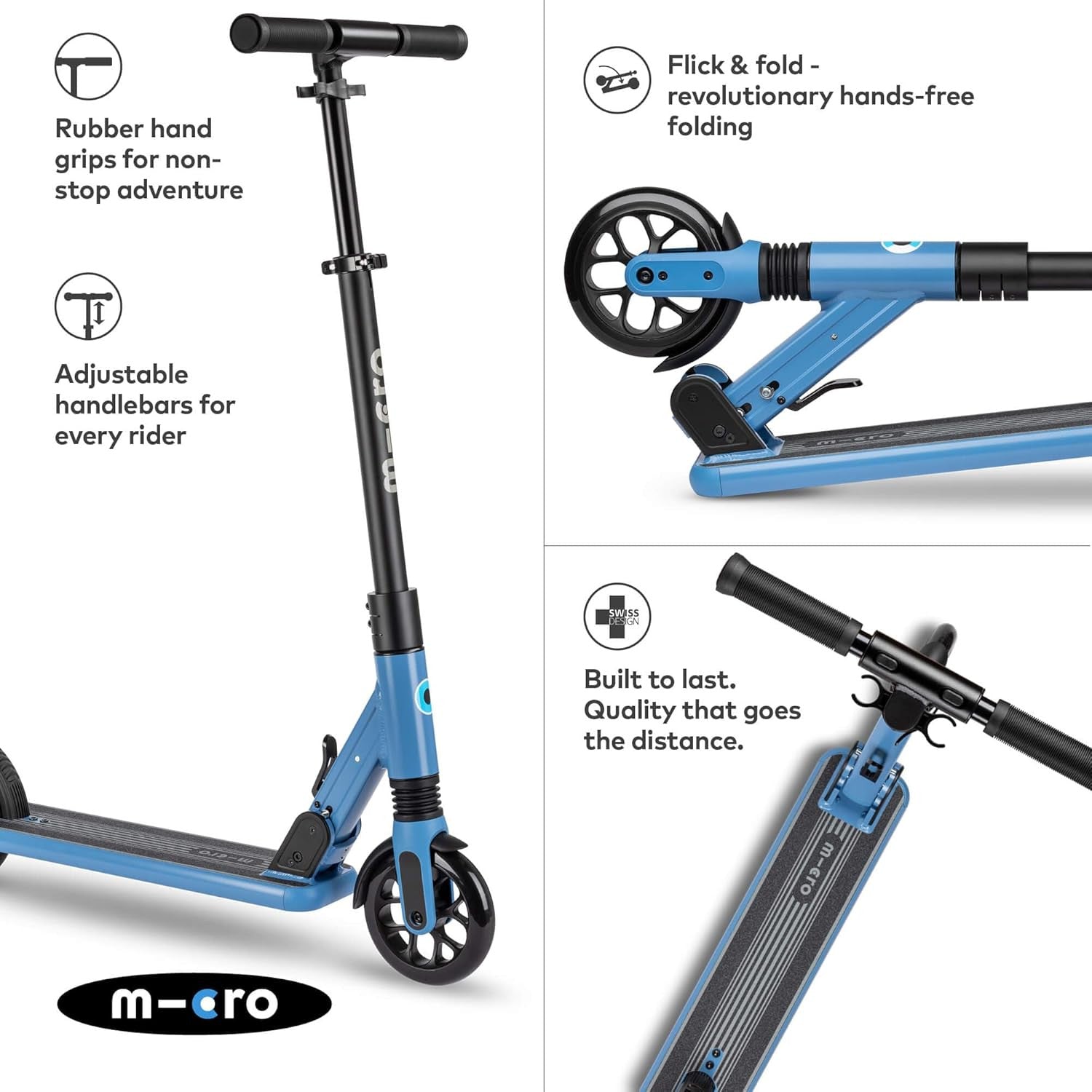 Patinete sprite azul suspensión delantera - plegable - micro