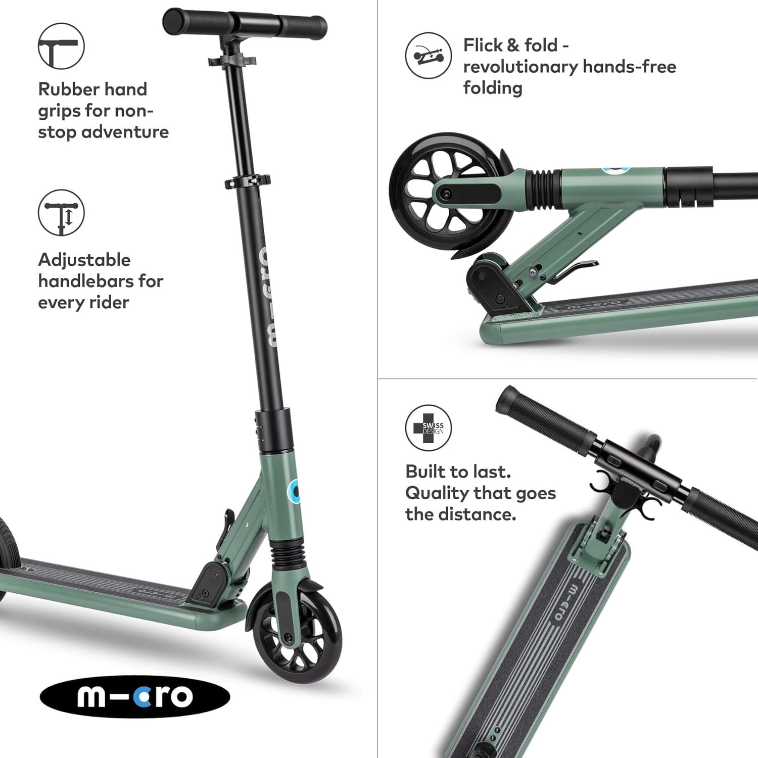 Patinete Sprite Verde Suspensión Delantera - Plegable - Micro