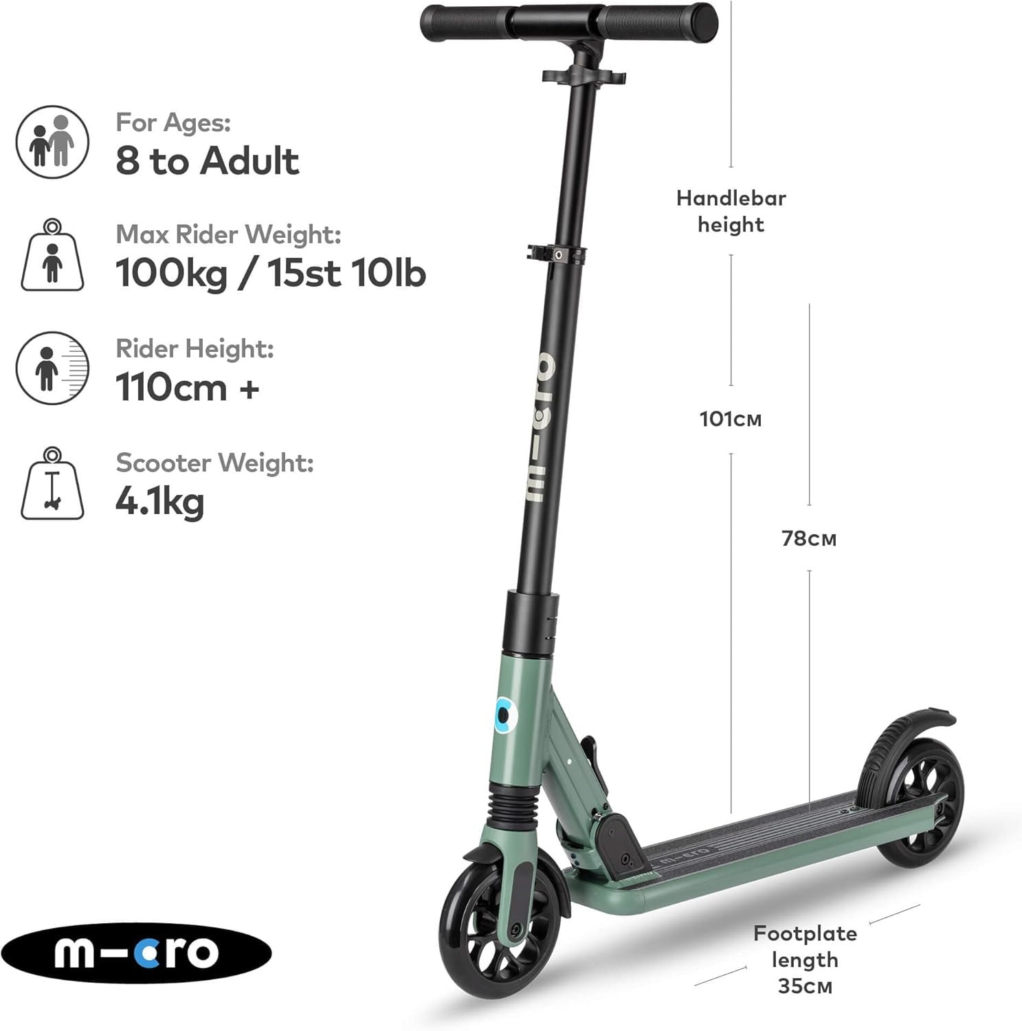 Patinete sprite verde suspensión delantera - plegable - micro