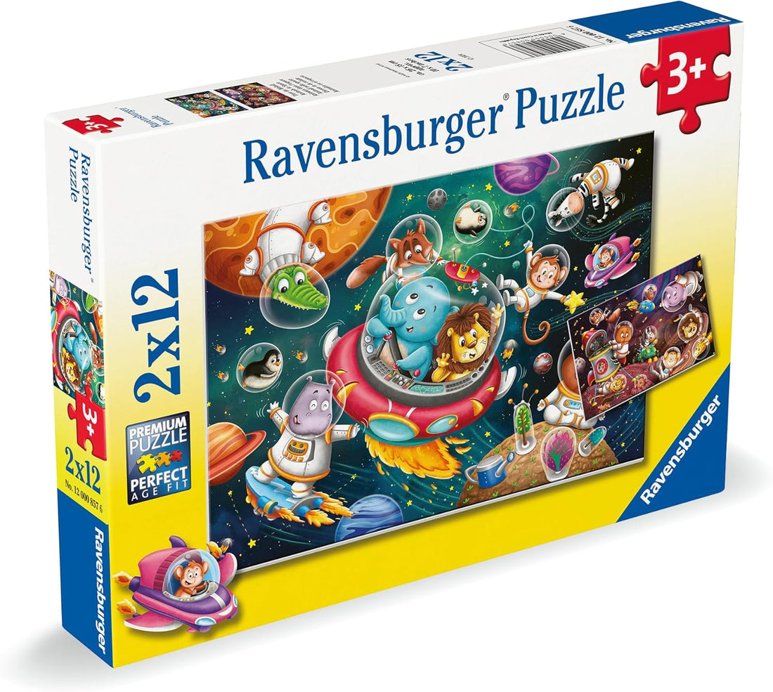 Puzzle animales en el espacio 2 x 12 piezas - ravensburger