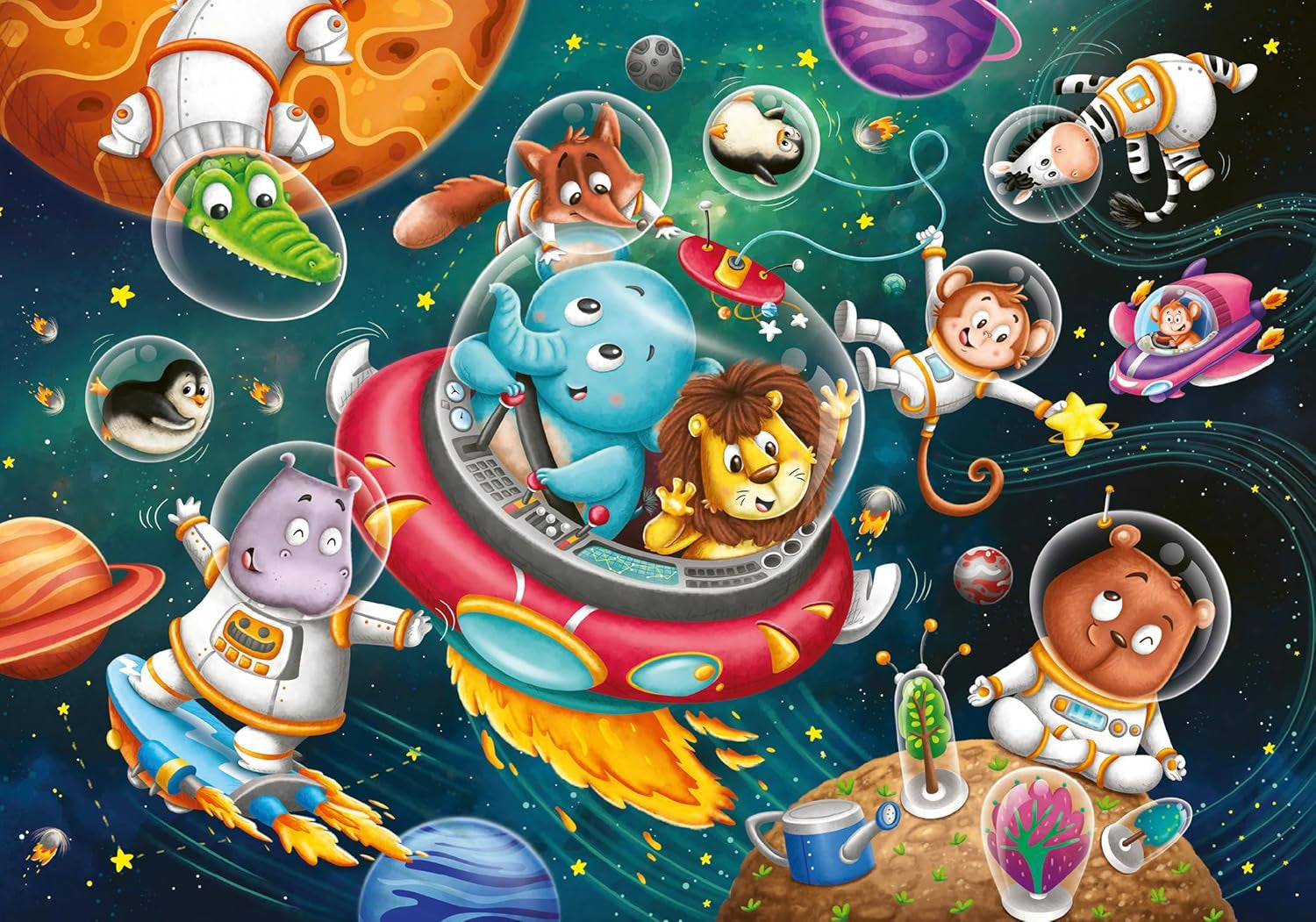 Puzzle animales en el espacio 2 x 12 piezas - ravensburger