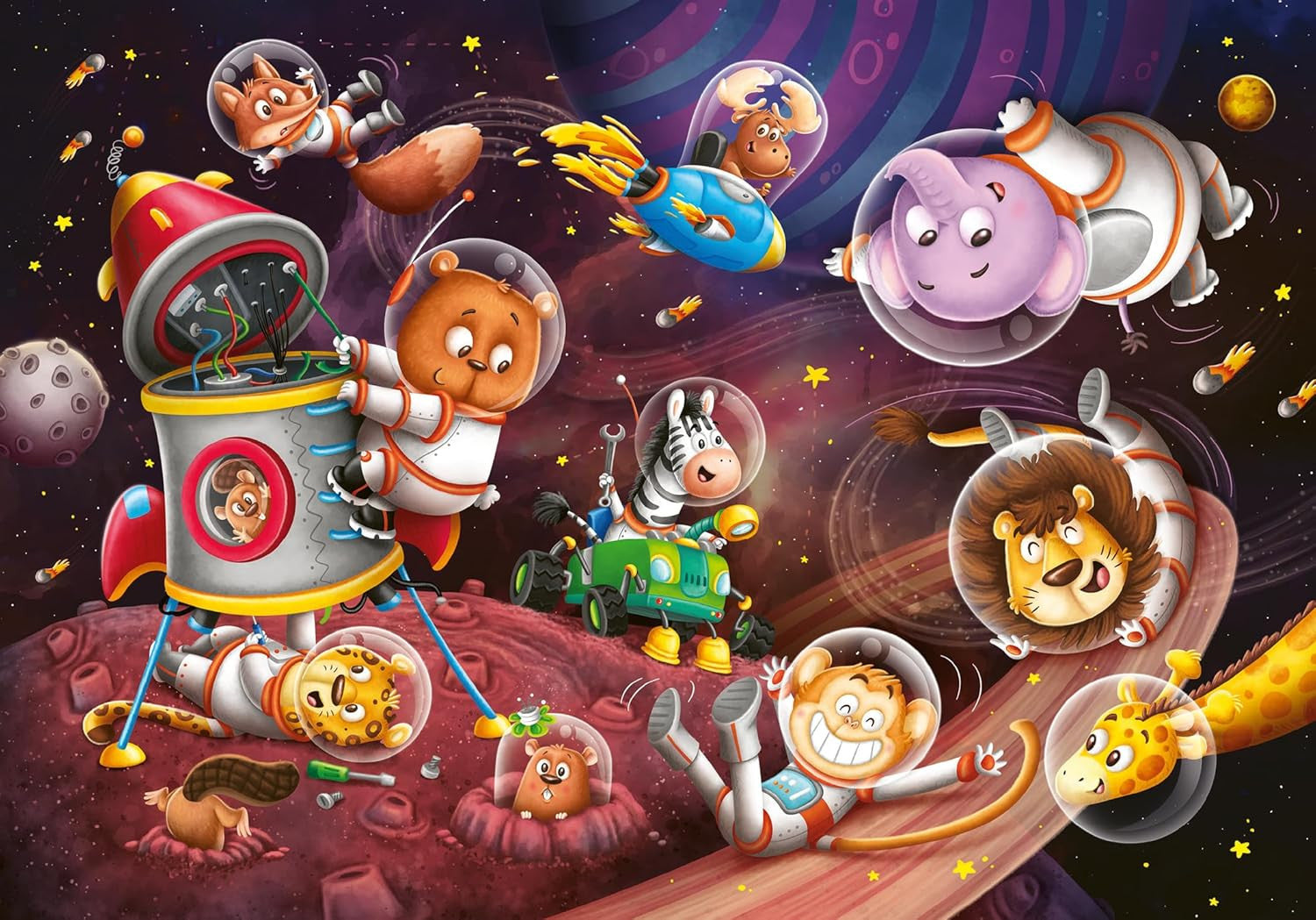 Puzzle animales en el espacio 2 x 12 piezas - ravensburger