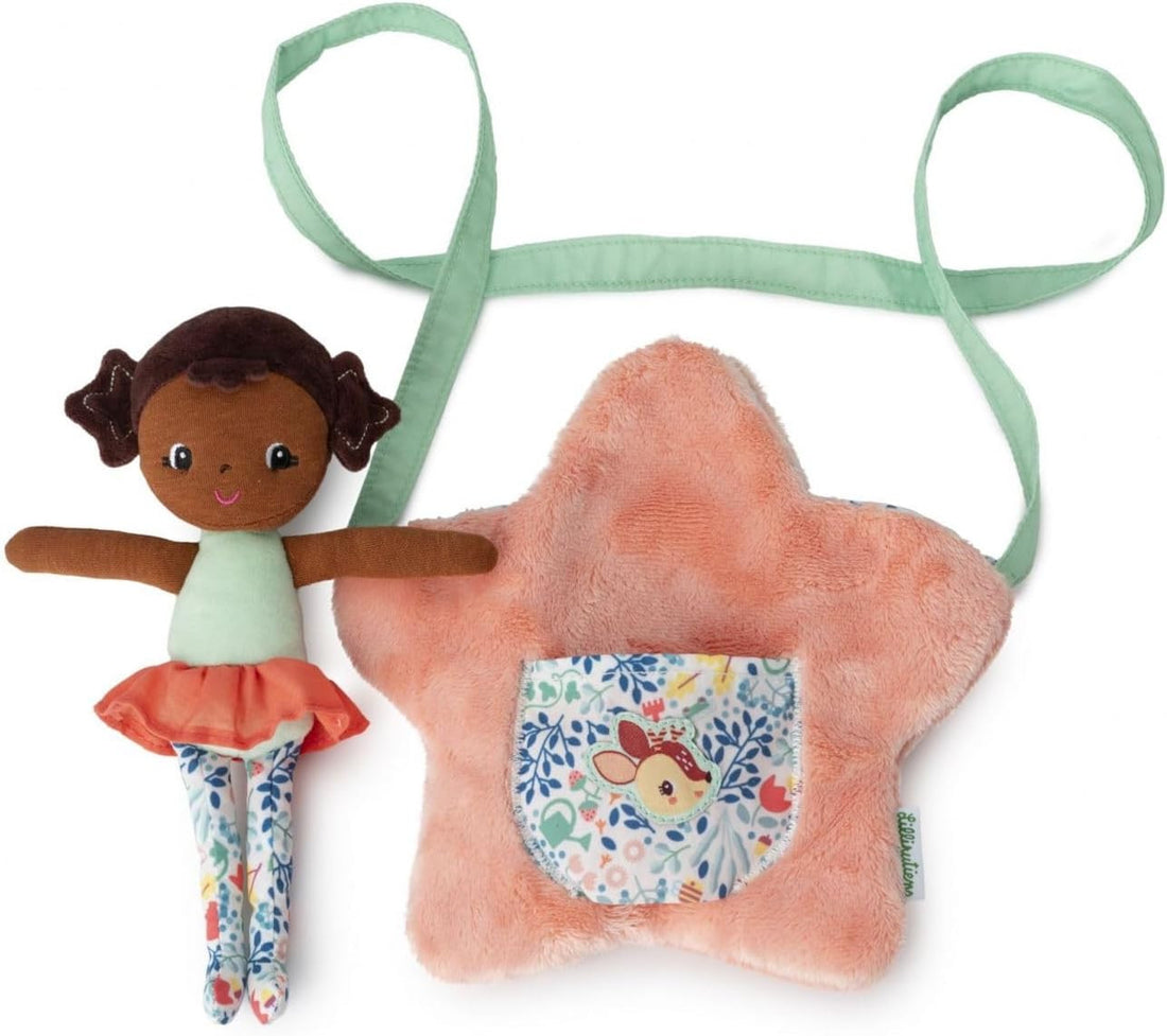 Muñeca de tela Anna de Lilliputiens con bolso de estrella para juego simbólico y motricidad - Educar Jugando